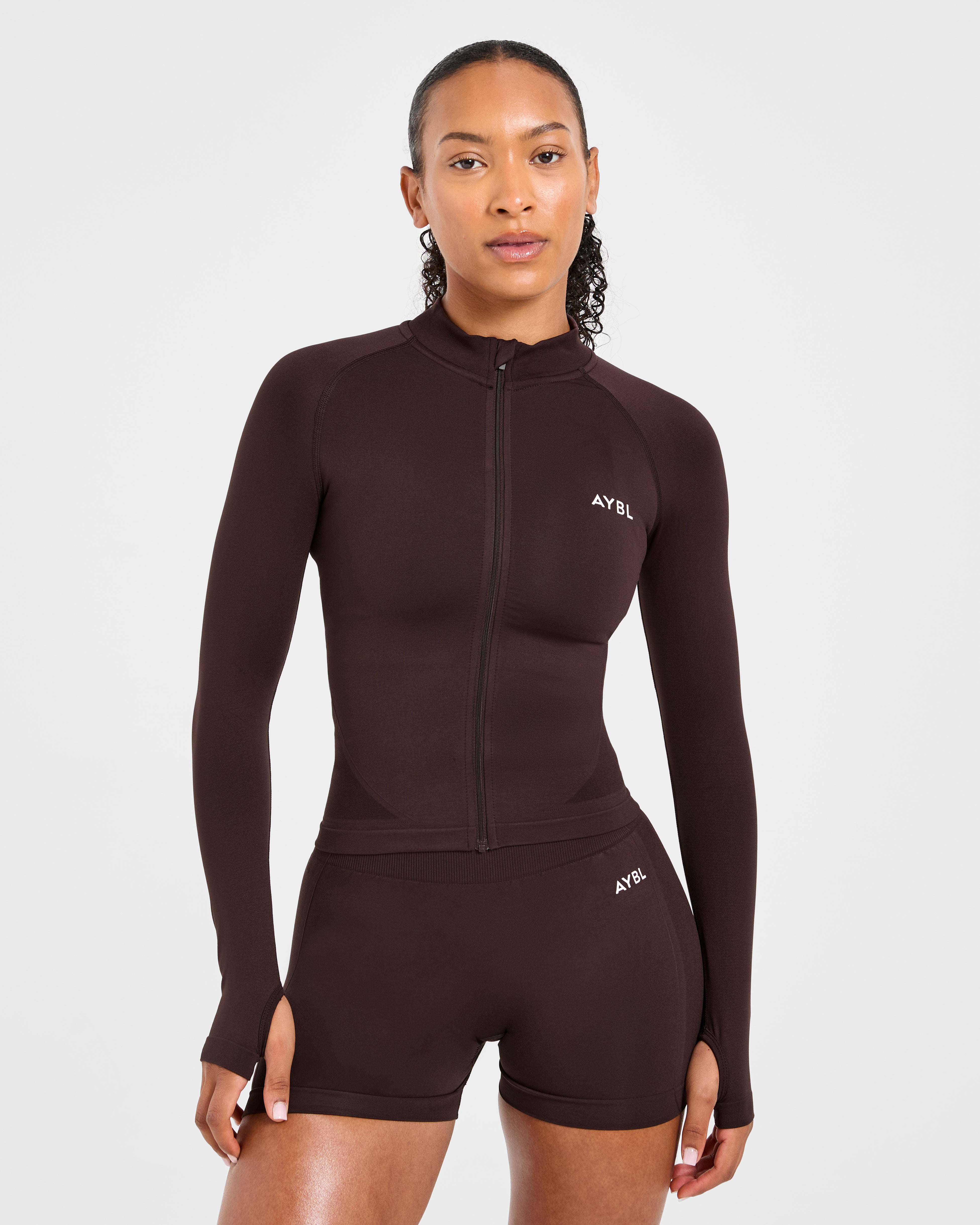 Empower Seamless Full Zip Jacket - Cocoa Brun
