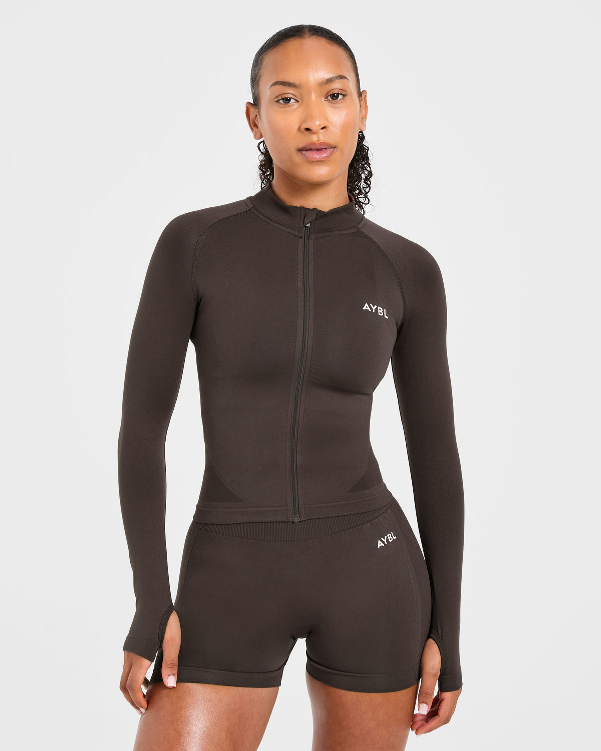 Empower Seamless Full Zip Jacket - Cocoa Brun