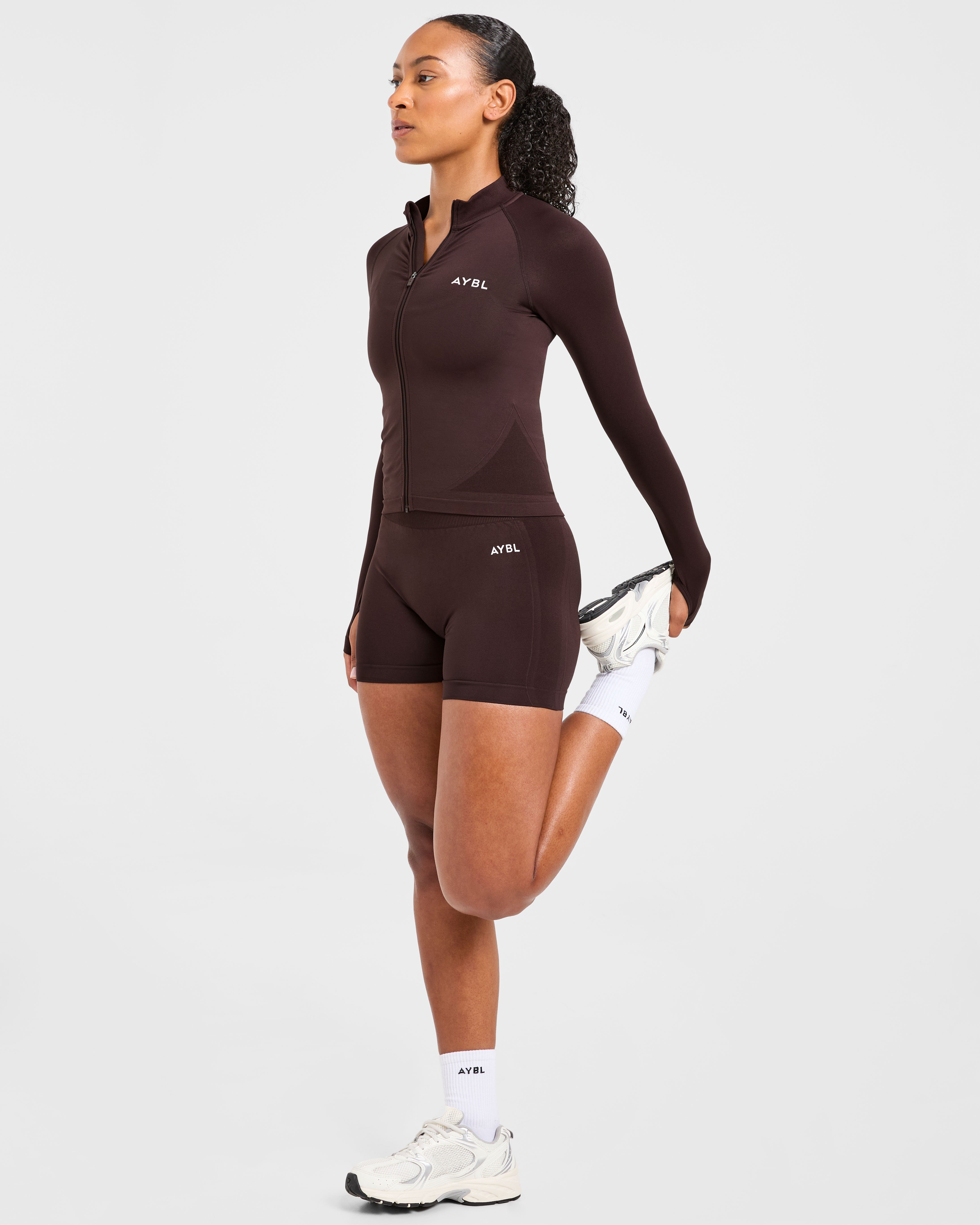Empower Seamless Full Zip Jacket - Cocoa Brun