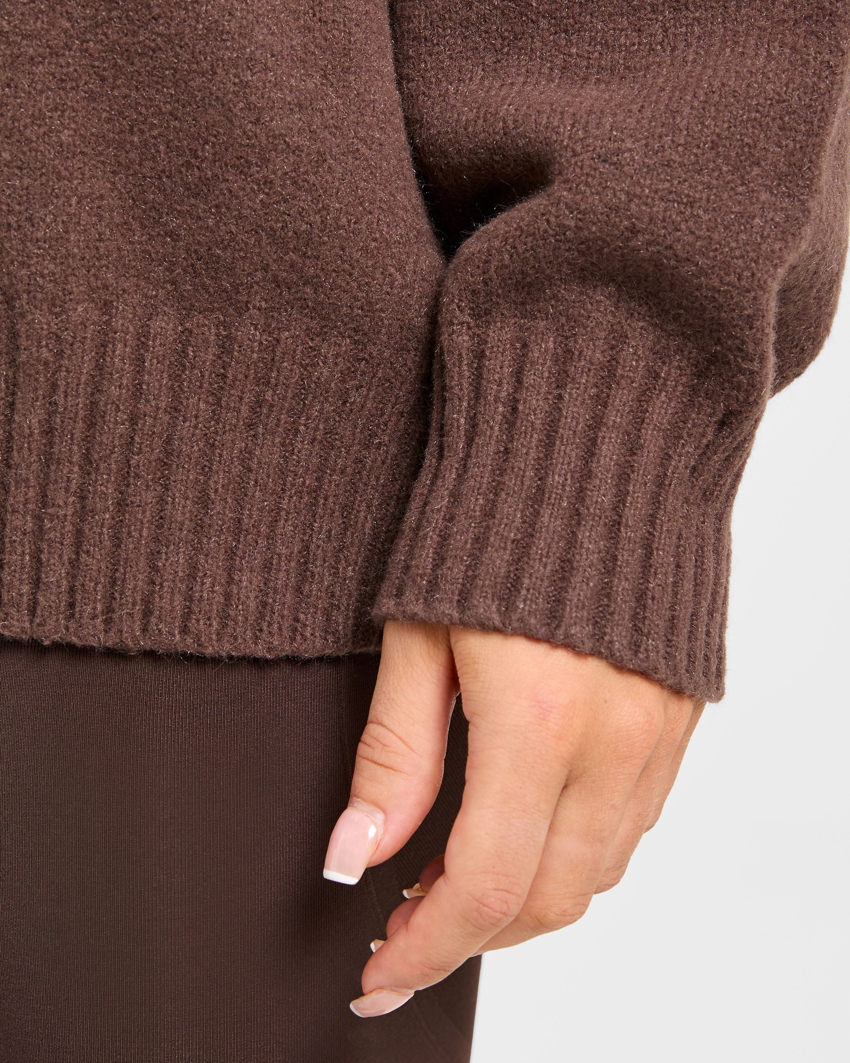 Varsity Oversized Knitted Sweater - Marron