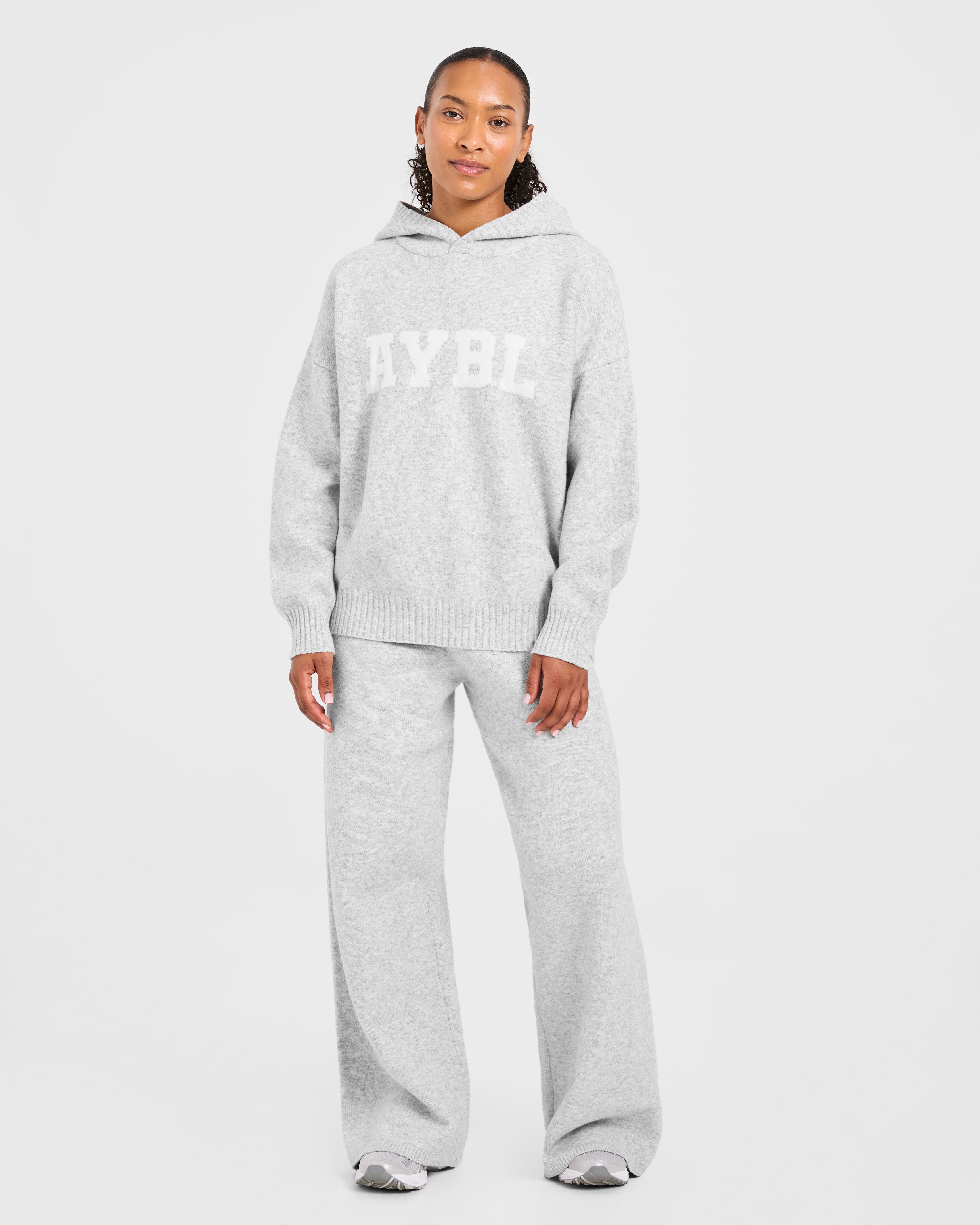 Varsity Oversized Knitted Joggers - Gris Marl
