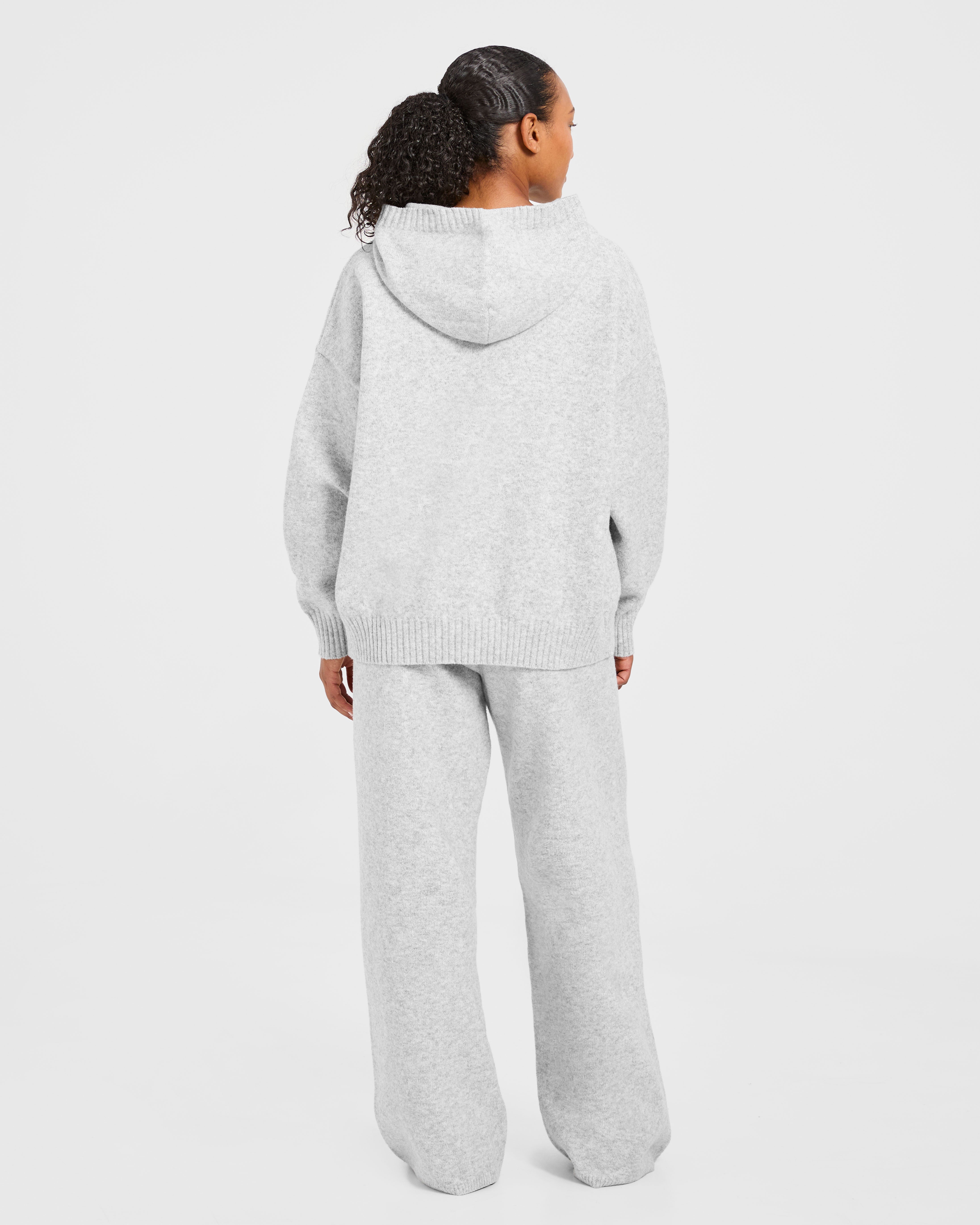 Varsity Oversized Knitted Joggers - Gris Marl