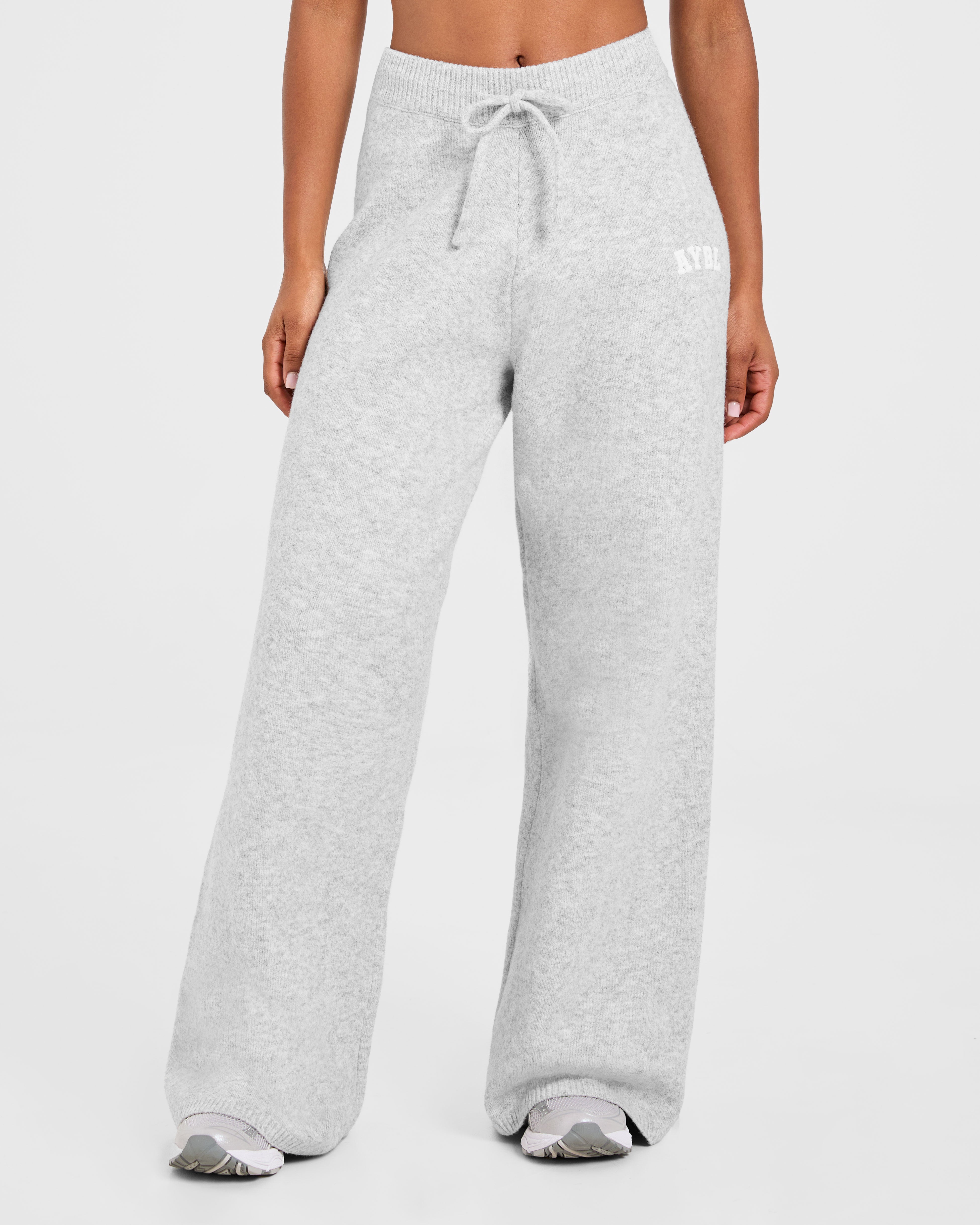 Varsity Oversized Knitted Joggers - Gris Marl