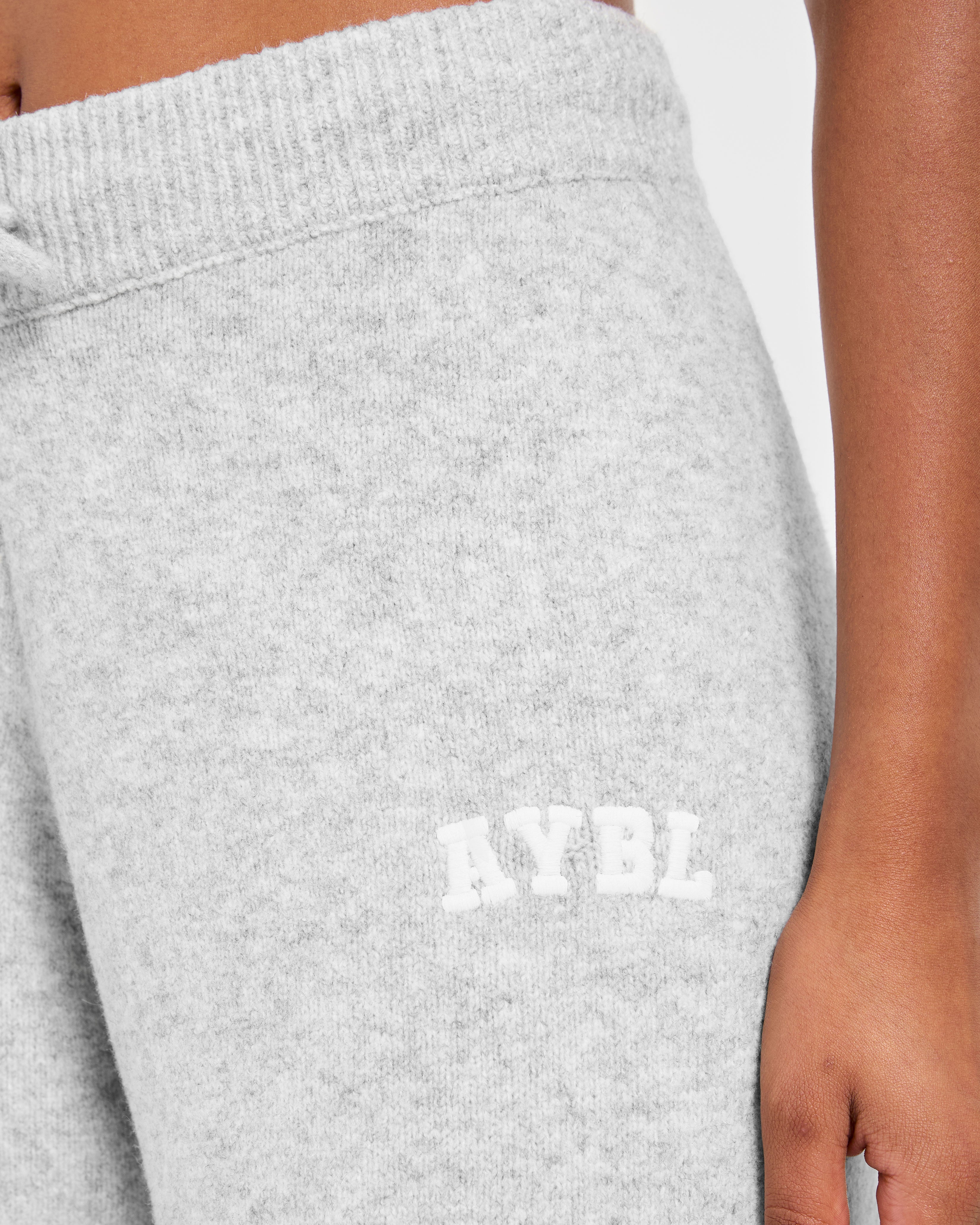 Varsity Oversized Knitted Joggers - Gris Marl