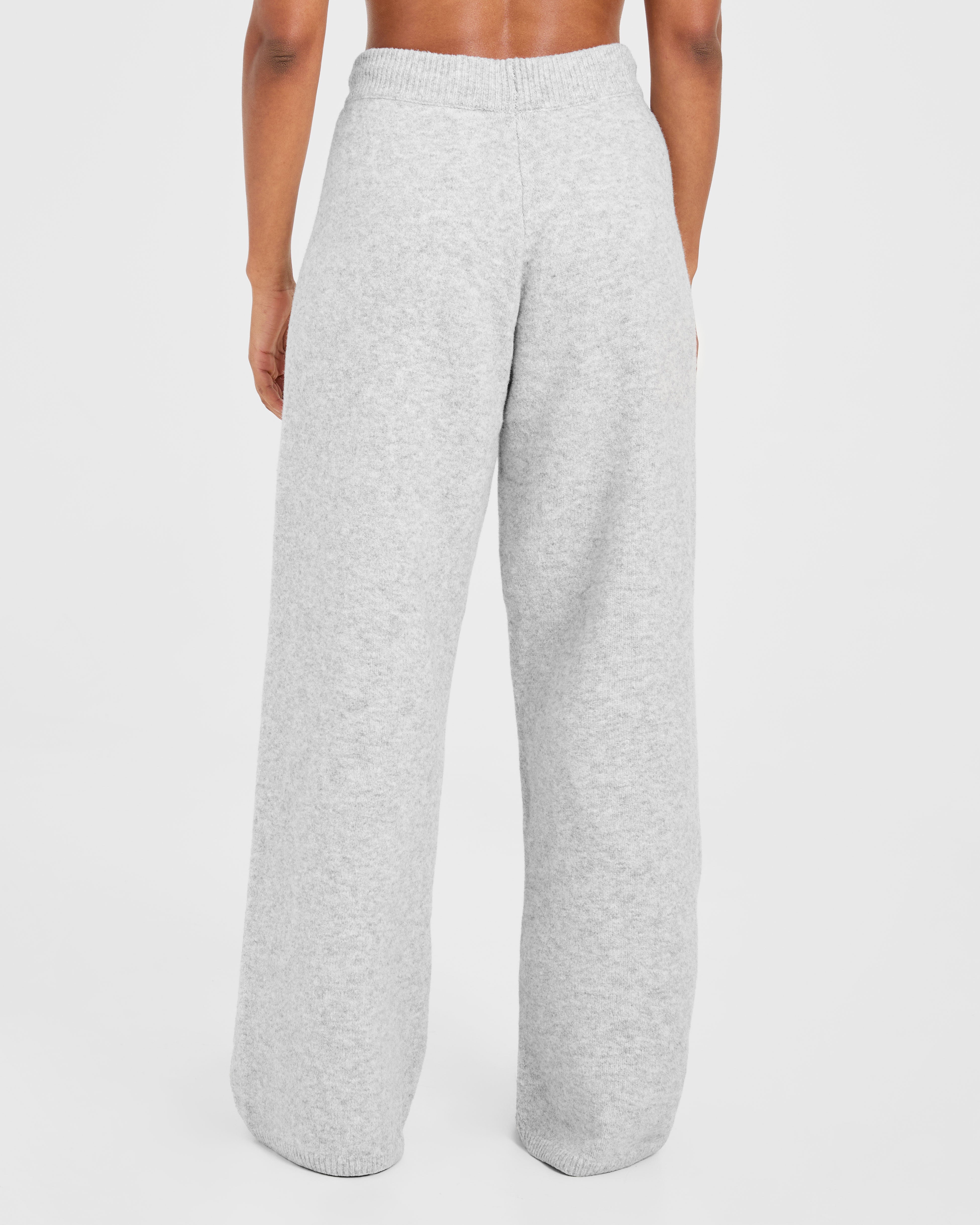 Varsity Oversized Knitted Joggers - Gris Marl