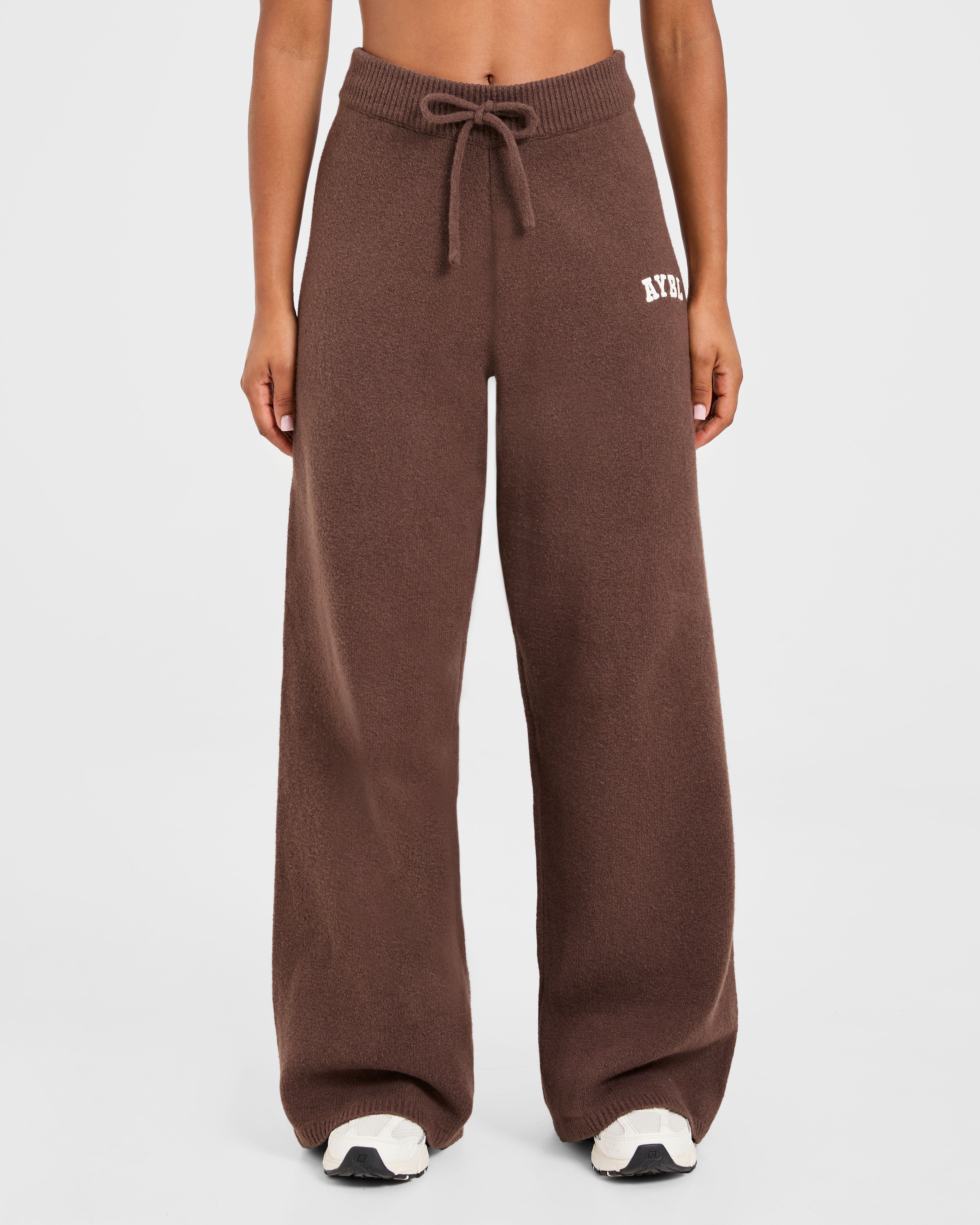 Varsity Oversized Knitted Joggers - Marron