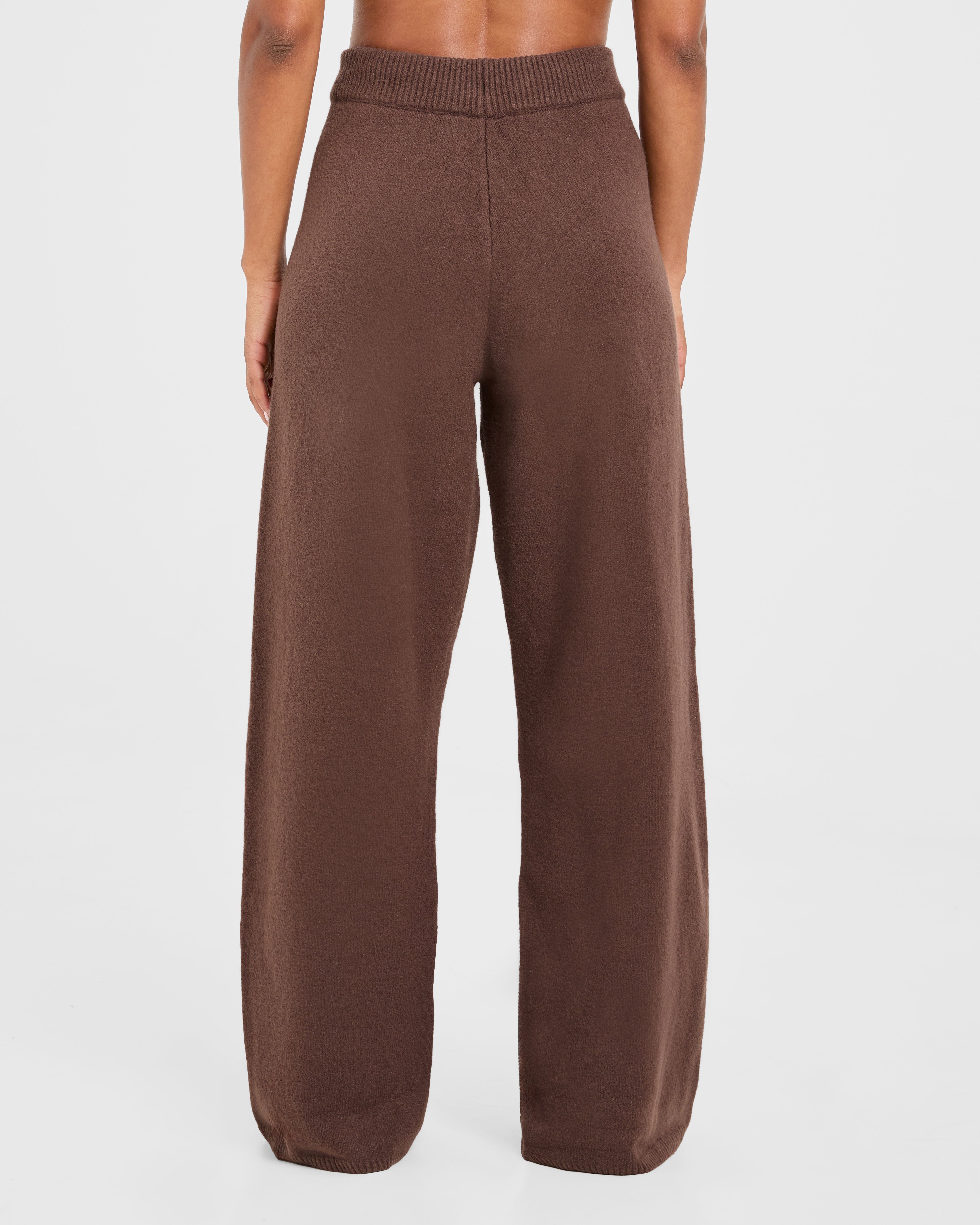 Varsity Oversized Knitted Joggers - Marron