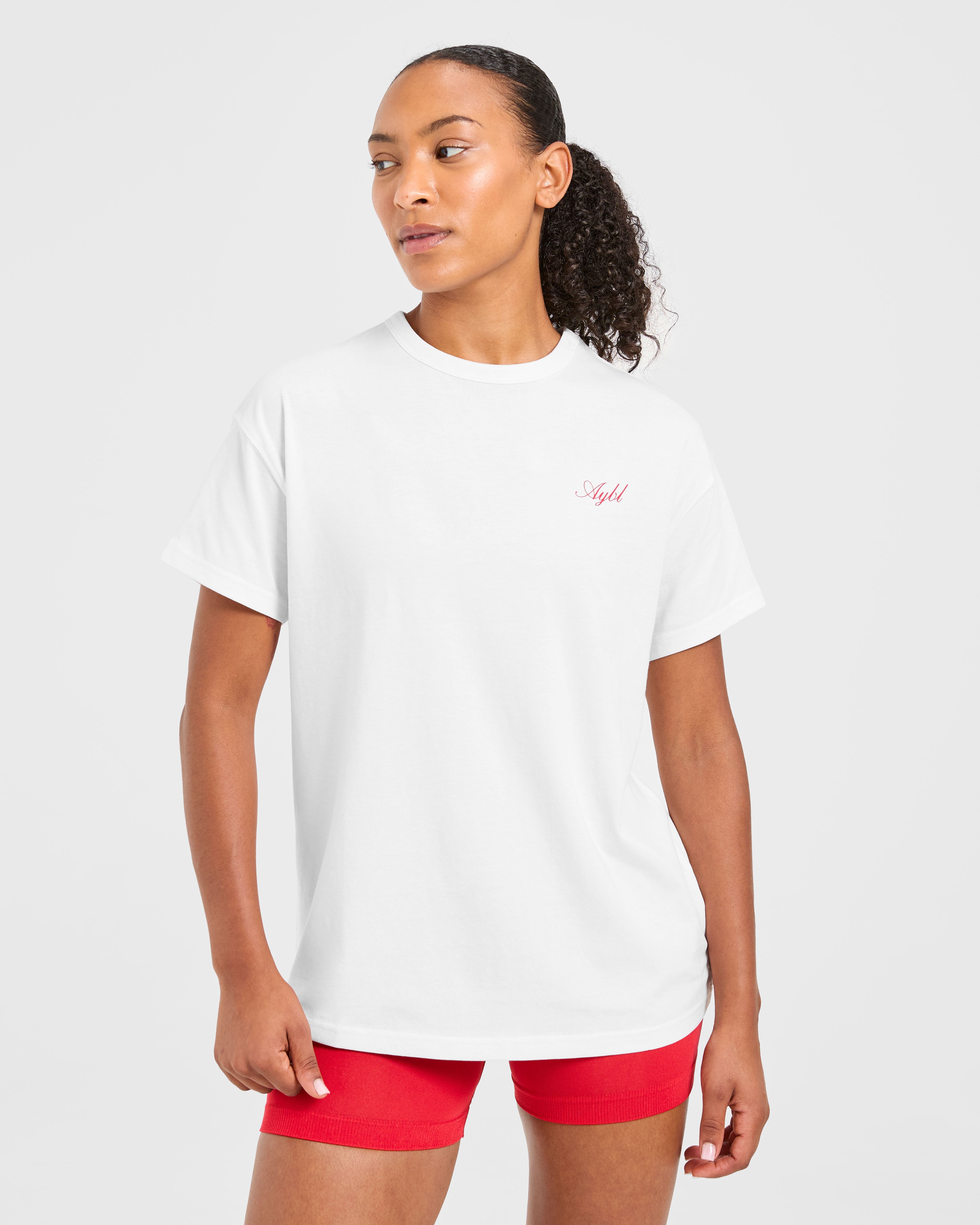 Athletics Sport Dept Oversized T Shirt - Blanc/Rouge