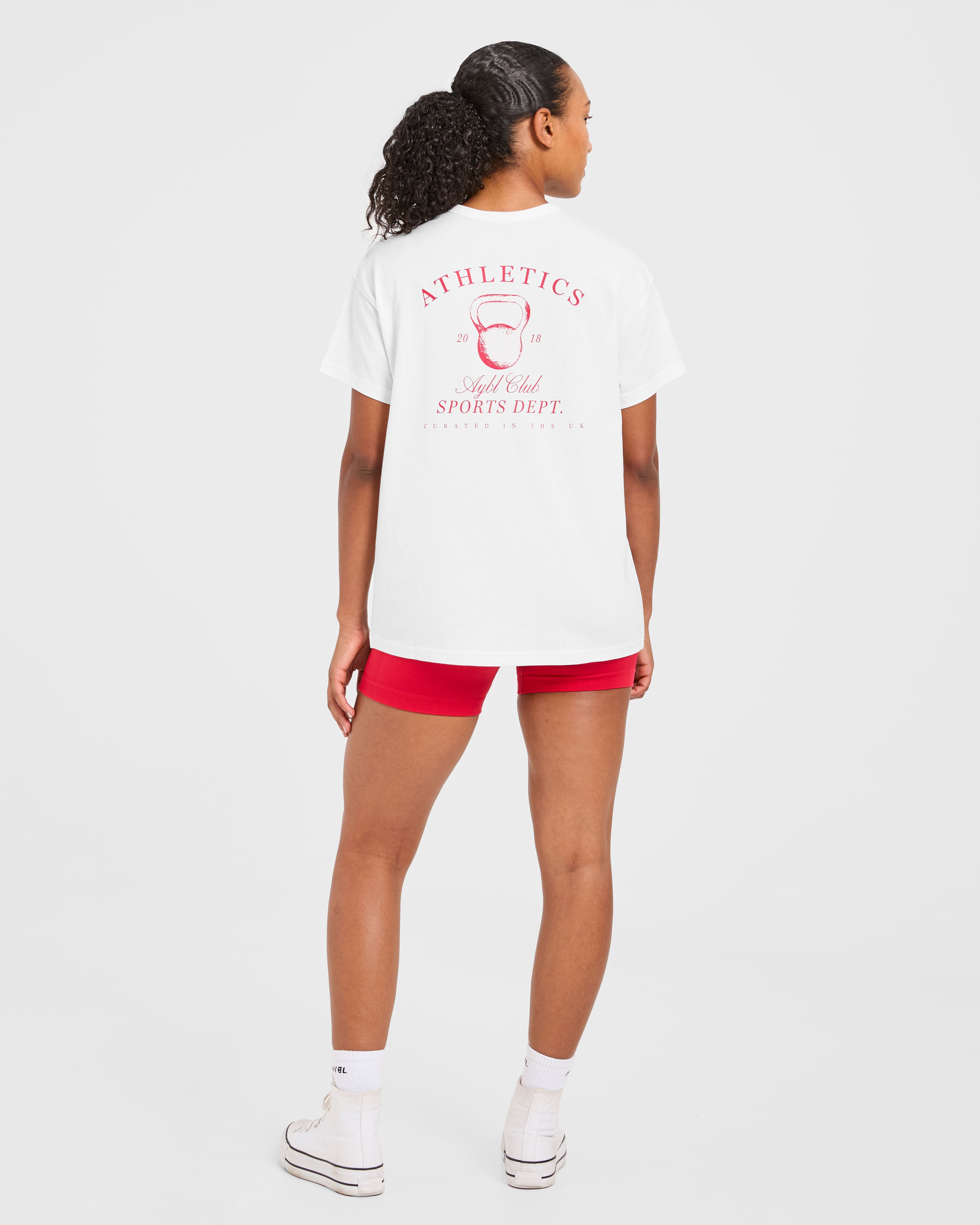 Athletics Sport Dept Oversized T Shirt - Blanc/Rouge