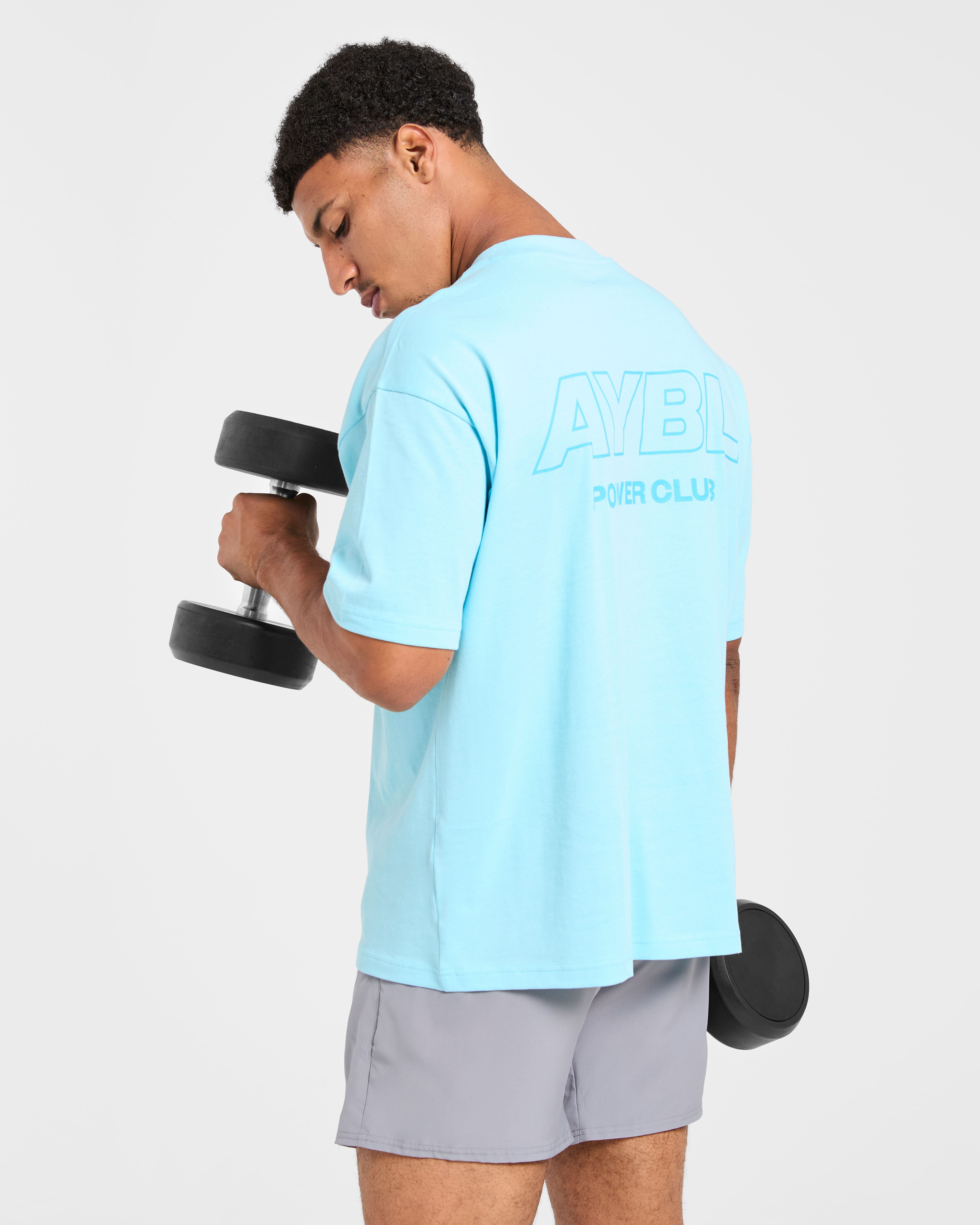 Power Club Oversized T Shirt - Light Bleu