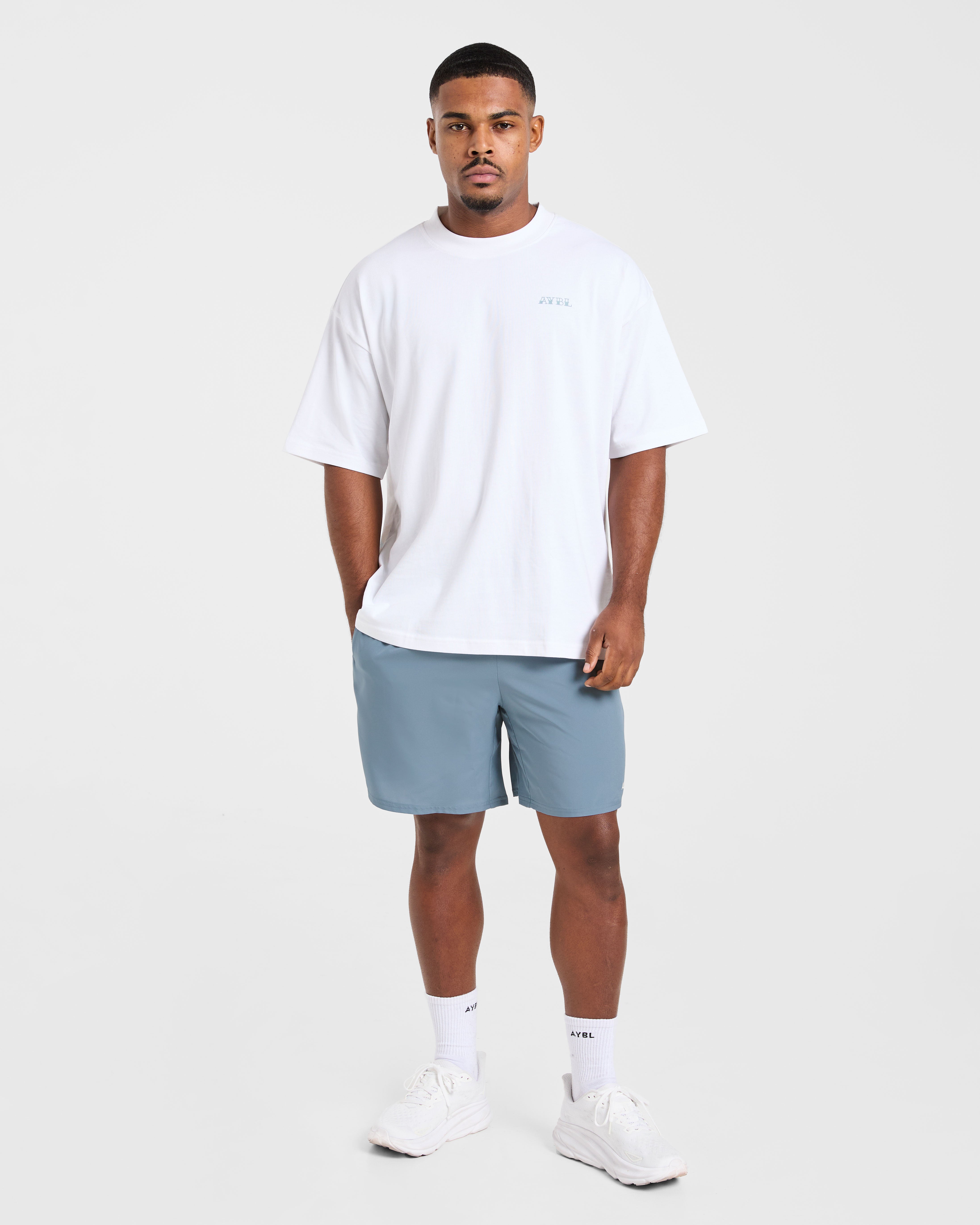 AYBL Strength Club Oversized T Shirt - Blanc/Bleu