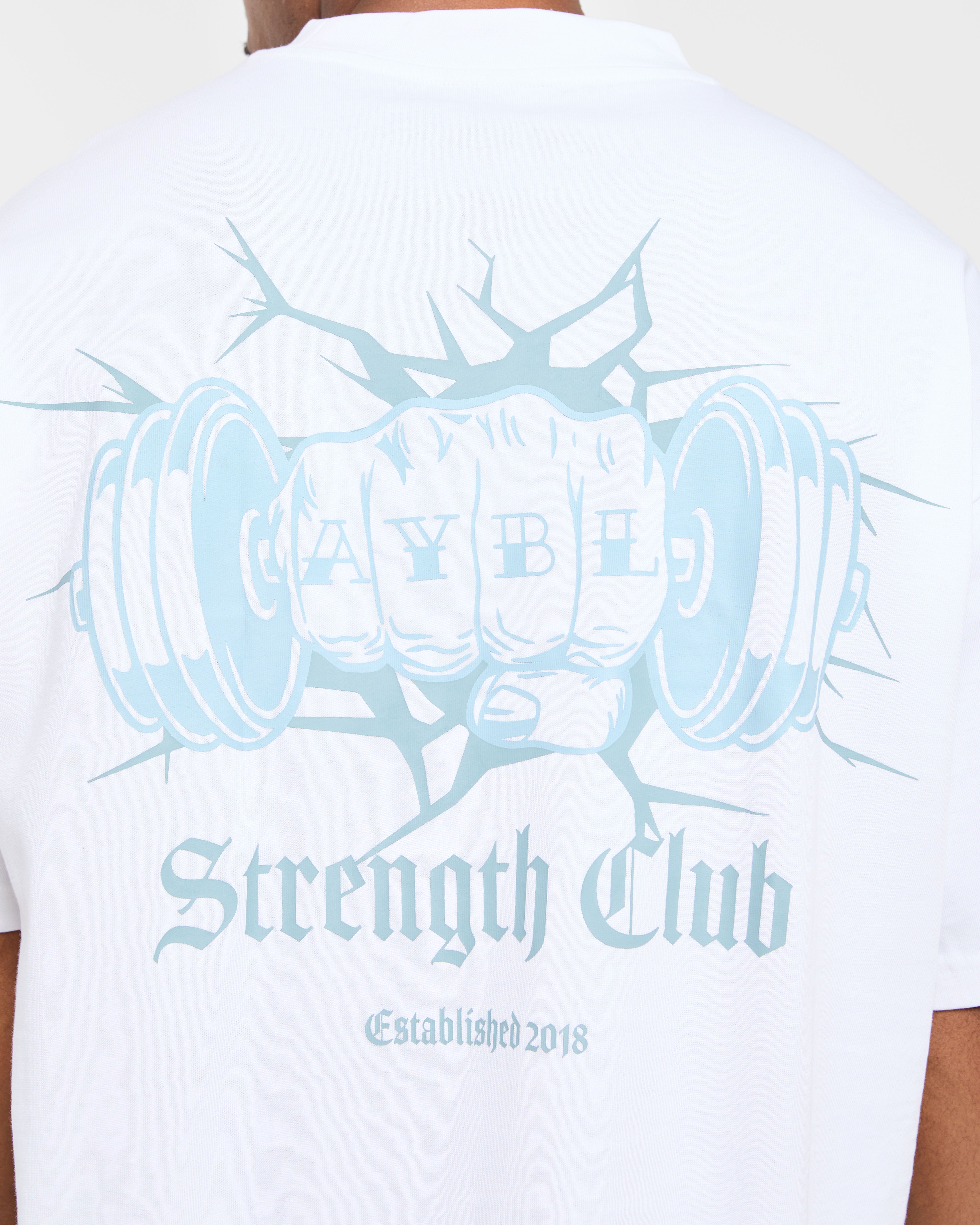 AYBL Strength Club Oversized T Shirt - Blanc/Bleu