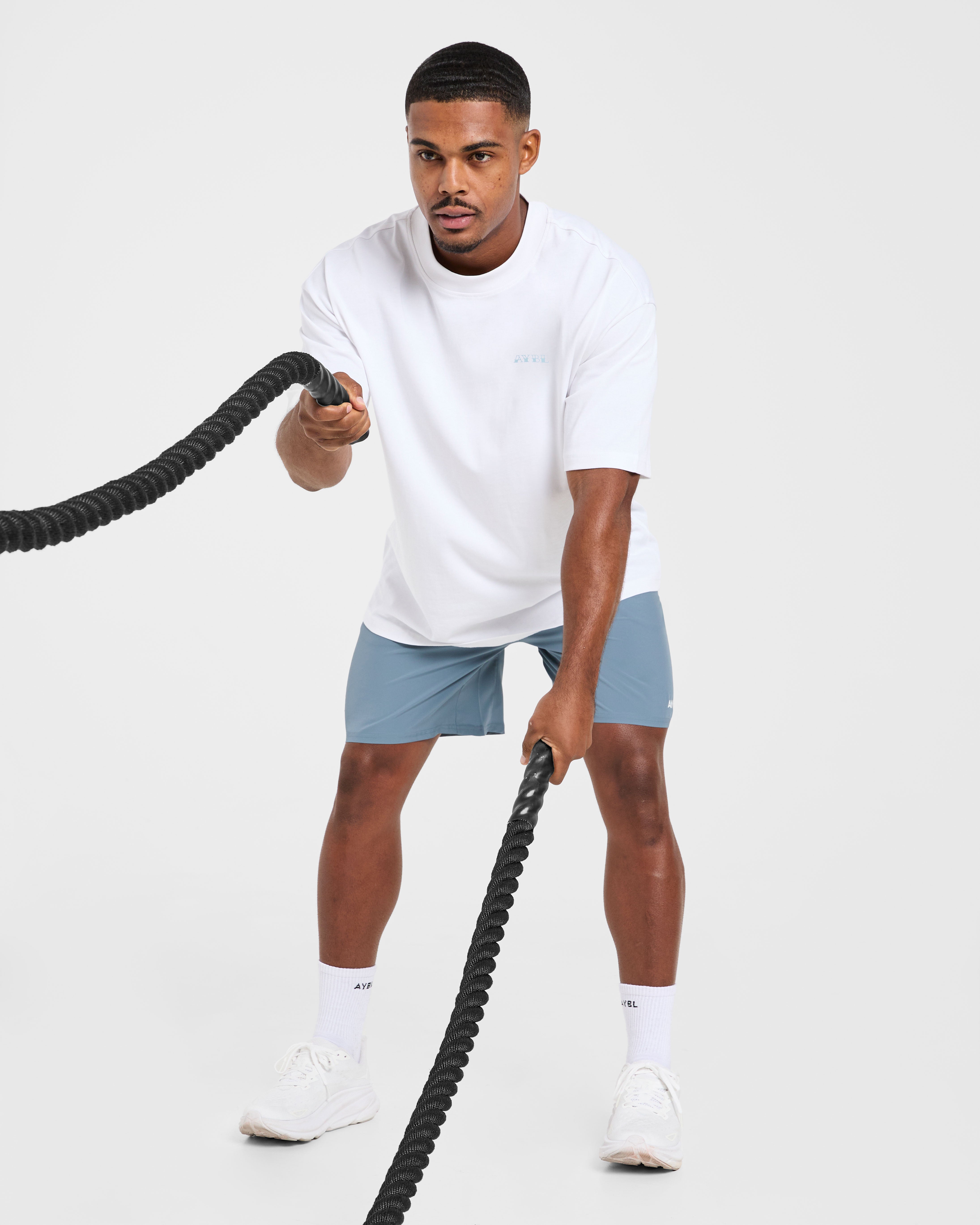 AYBL Strength Club Oversized T Shirt - Blanc/Bleu