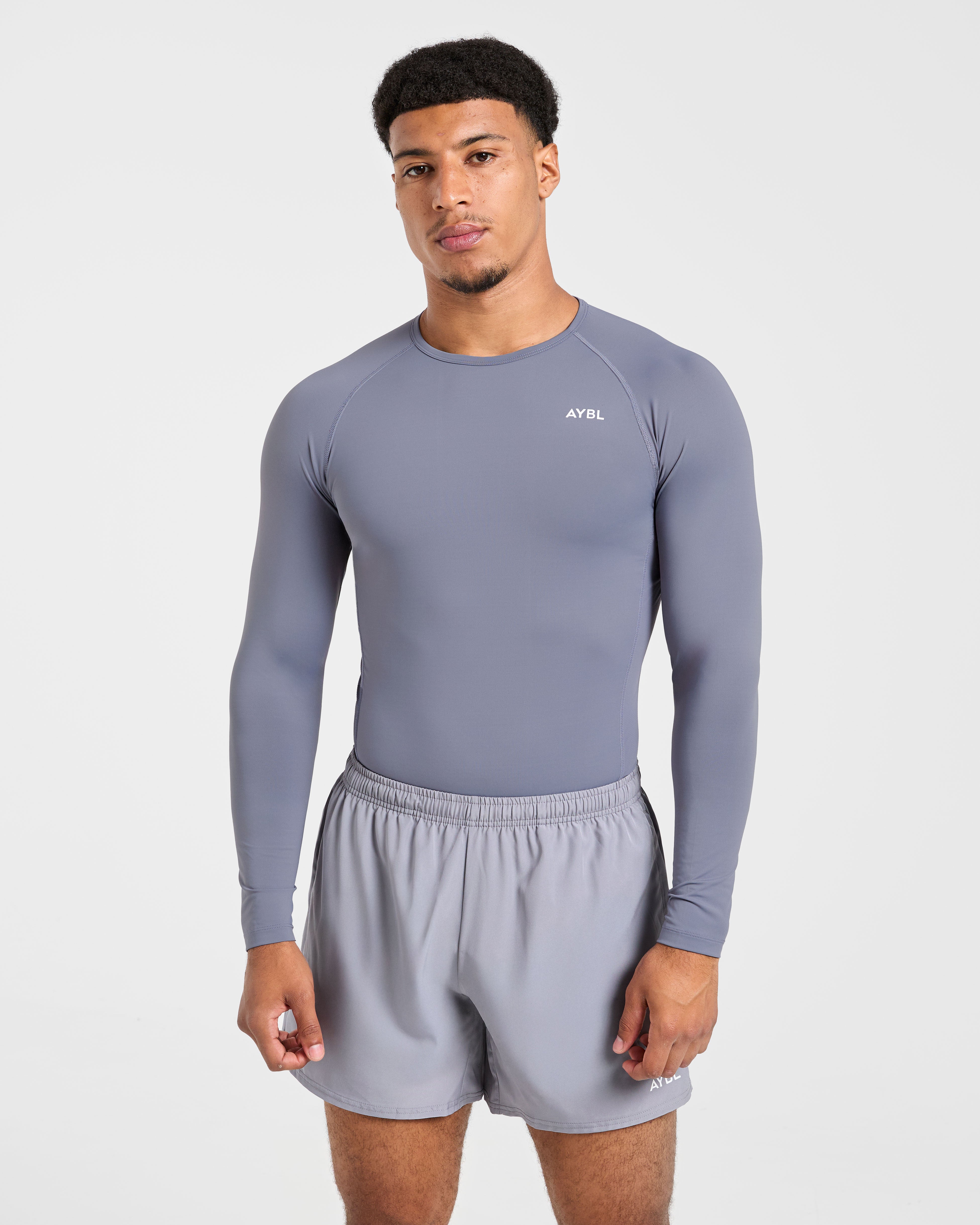 Compression Long Sleeve T Shirt - Slate Gris
