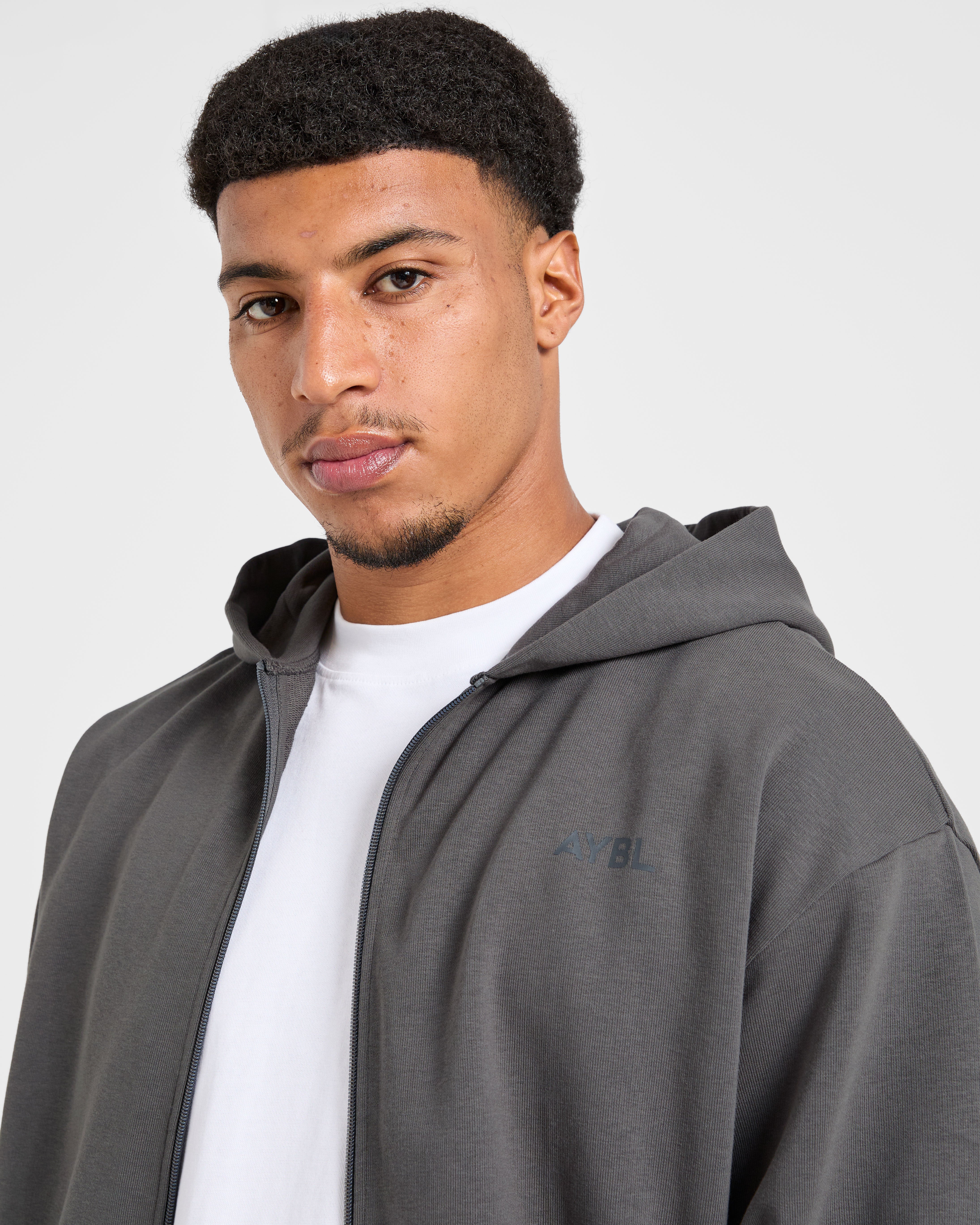 Craft Oversized Zip Up Hoodie - Charcoal