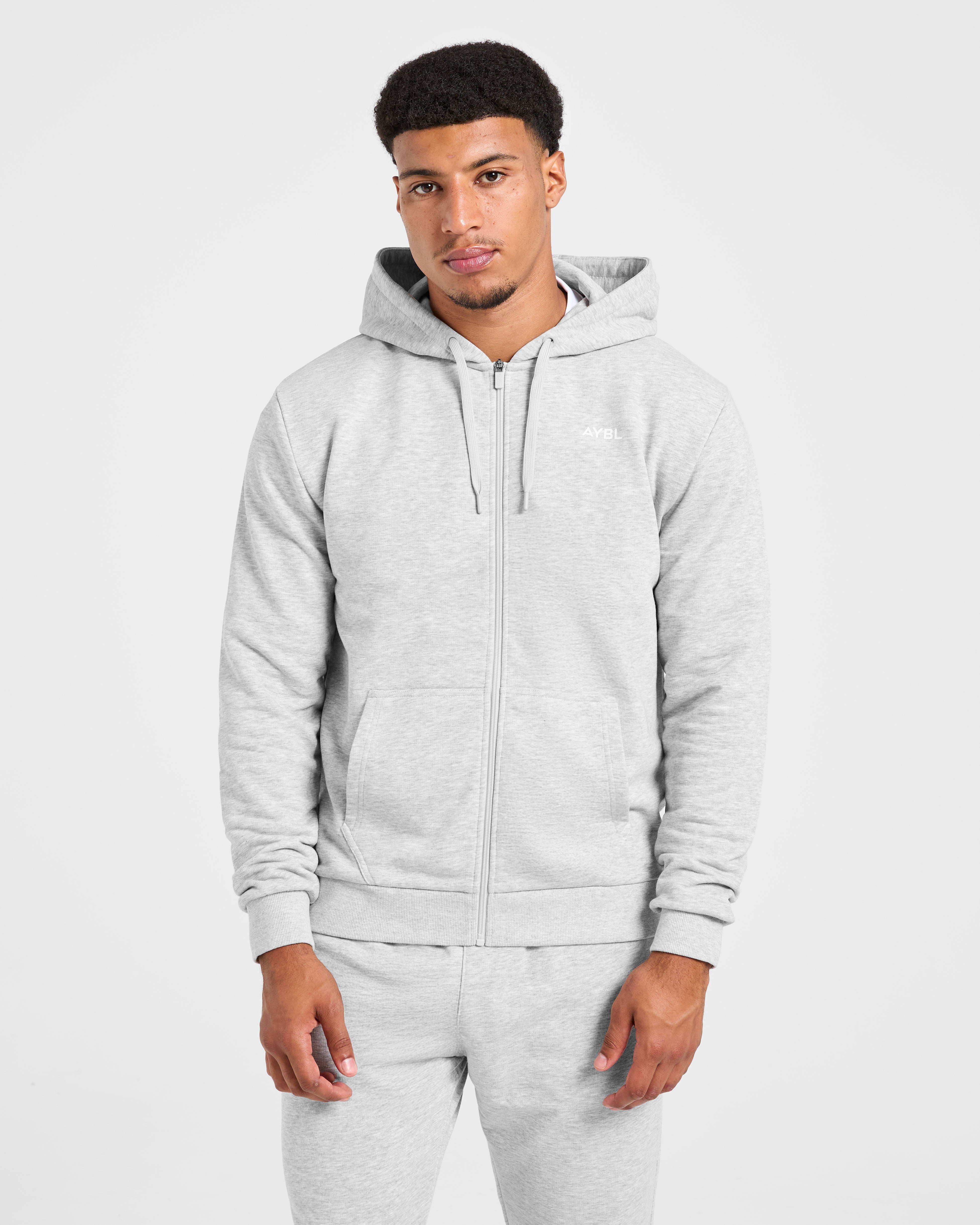 Essential Lightweight Zip Up Hoodie - Gris Marl