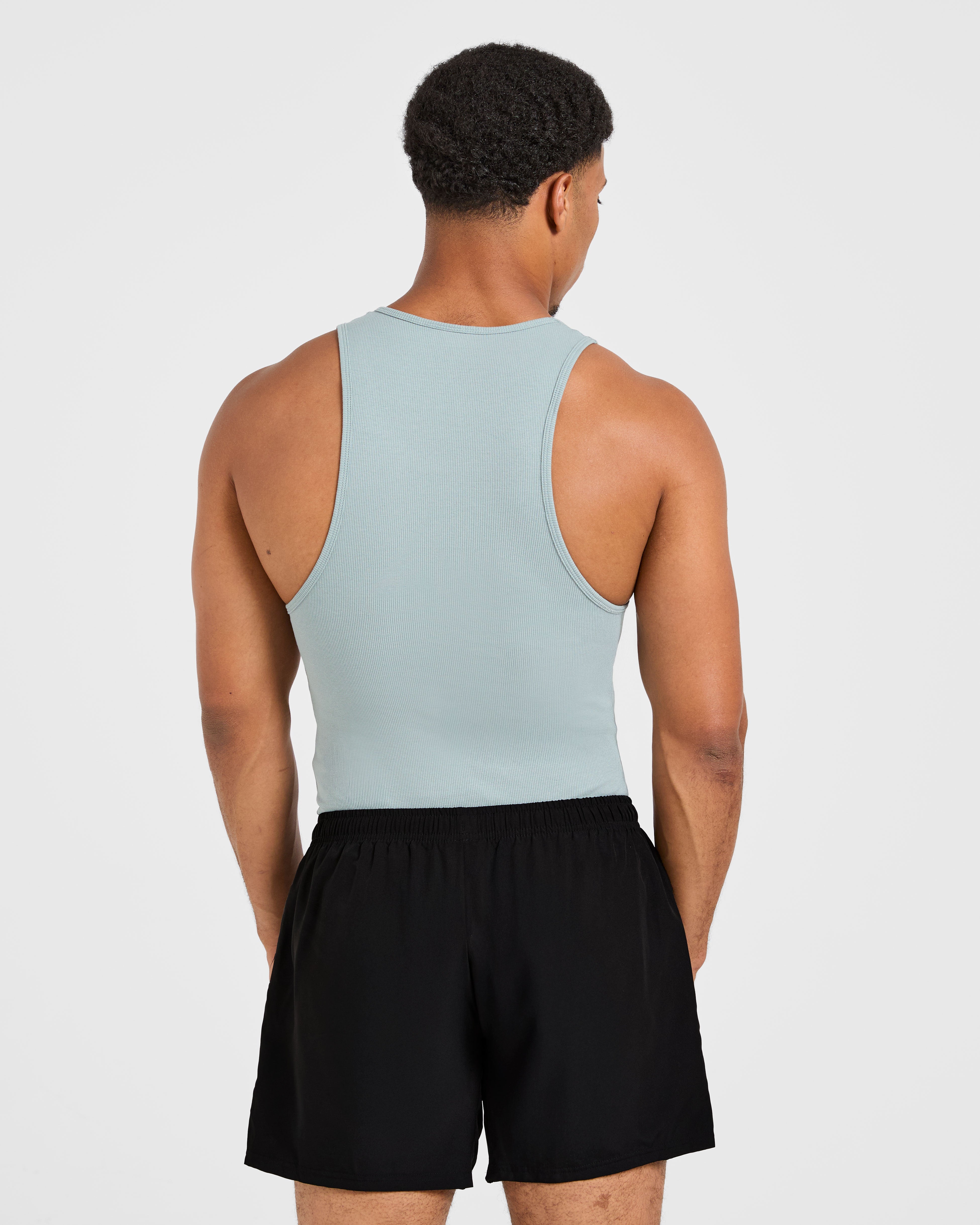 Muscle Ribbed Tank - Stone Bleu