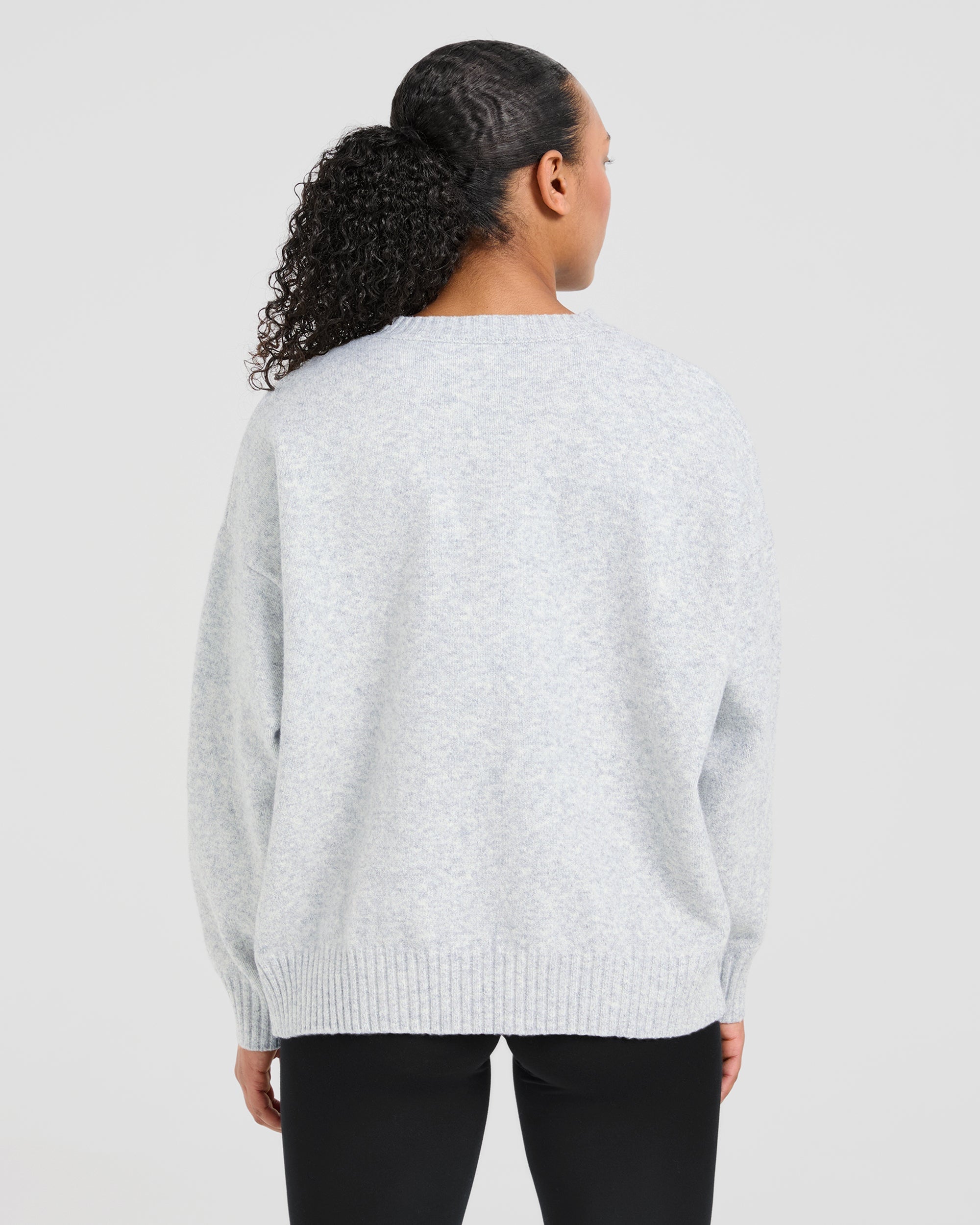 Varsity Oversized Knitted Sweater - Gris Marl