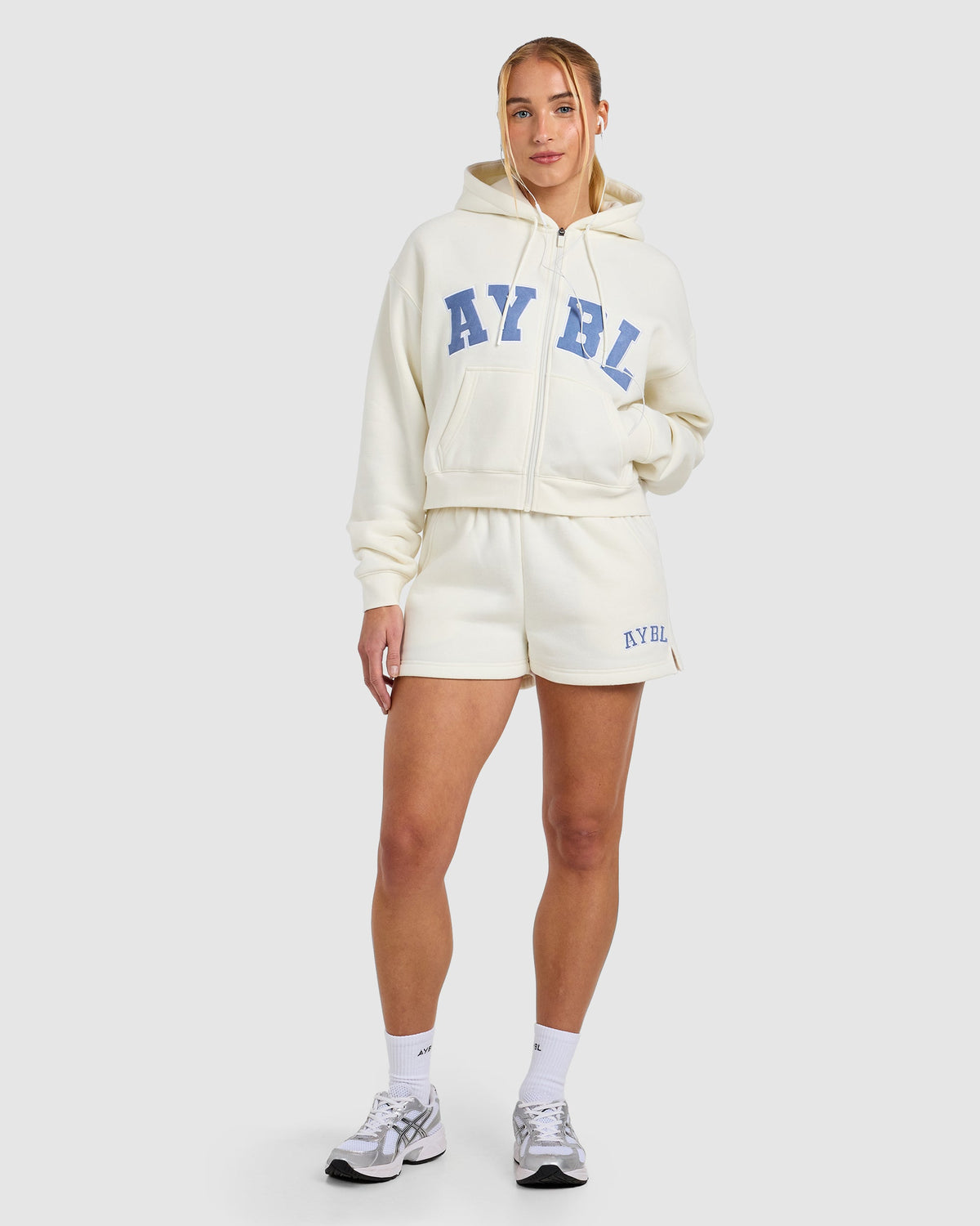 Varsity 2.0 Boxy Zip Up Hoodie - Off Blanc