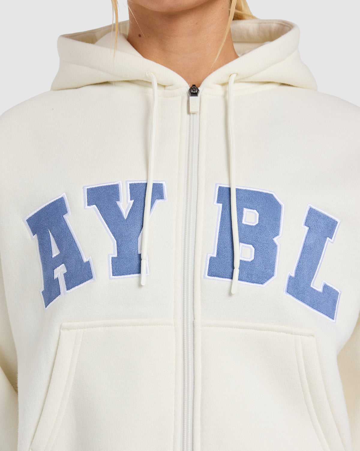 Varsity 2.0 Boxy Zip Up Hoodie - Off Blanc