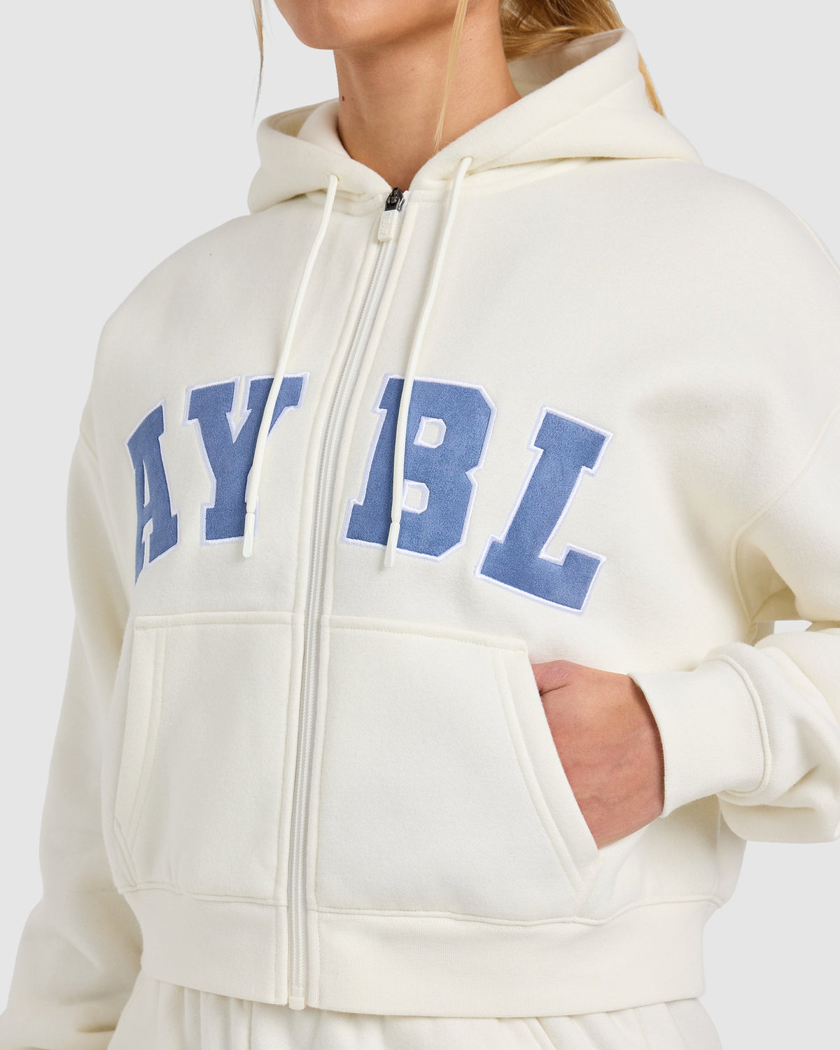 Varsity 2.0 Boxy Zip Up Hoodie - Off Blanc