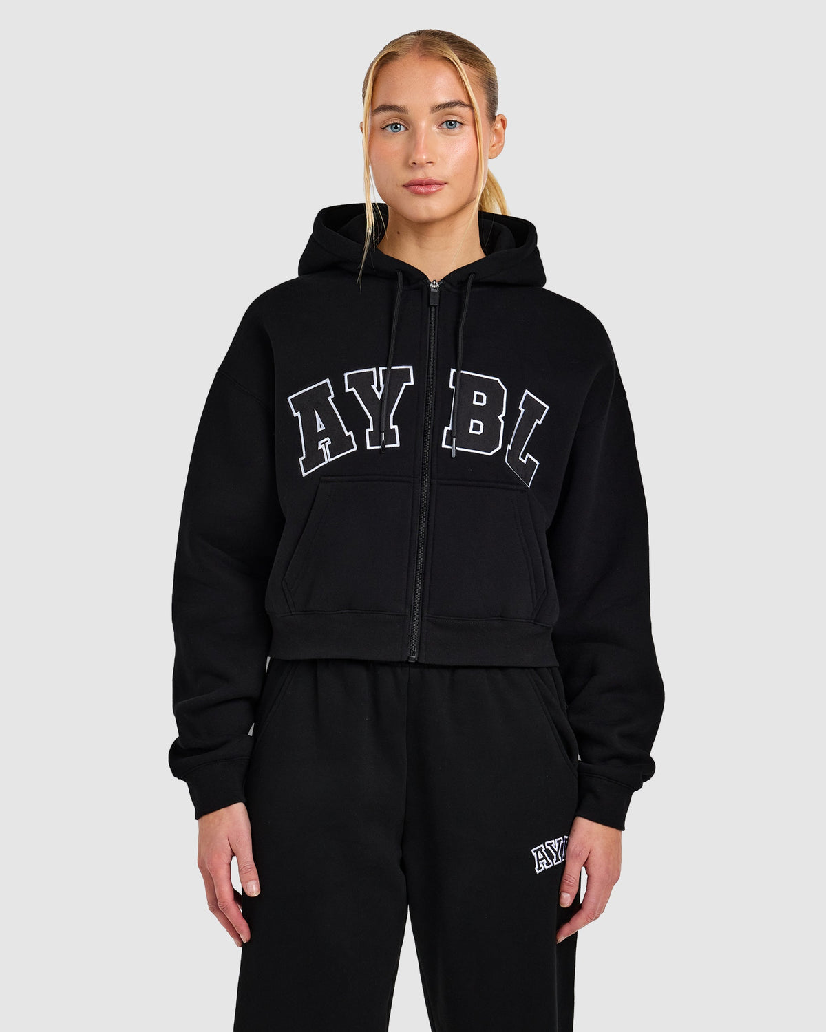 Varsity 2.0 Boxy Zip Up Hoodie - Noir
