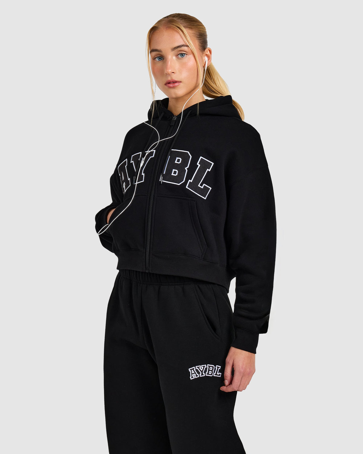 Varsity 2.0 Boxy Zip Up Hoodie - Noir