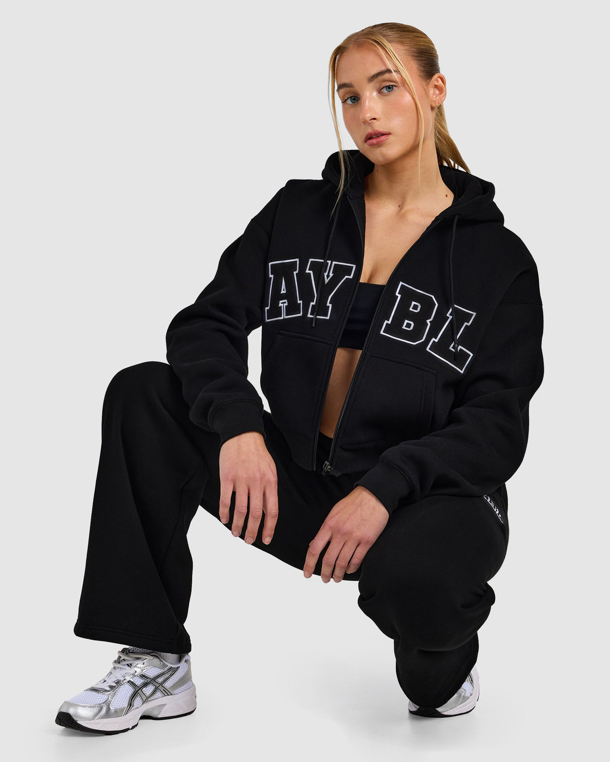 Varsity 2.0 Boxy Zip Up Hoodie - Noir