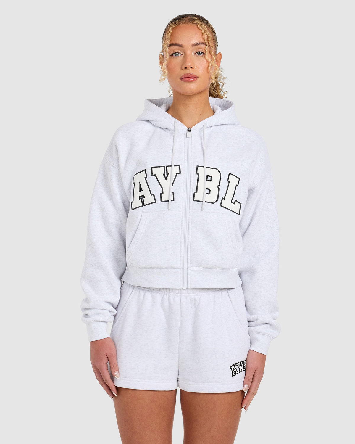 Varsity 2.0 Boxy Zip Up Hoodie - Heather Gris