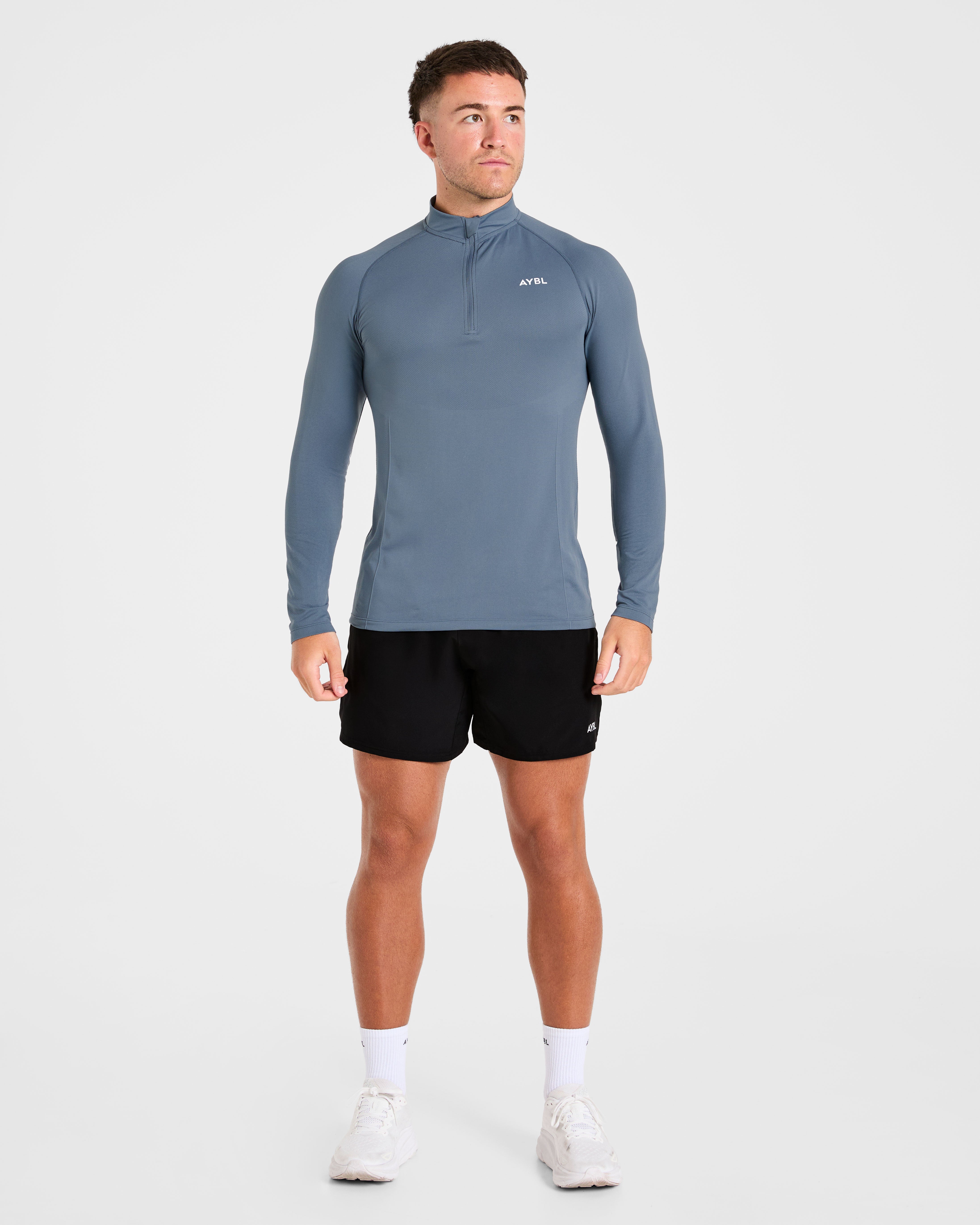 Essential Seamless 1/4 Zip Pullover  - Slate Bleu