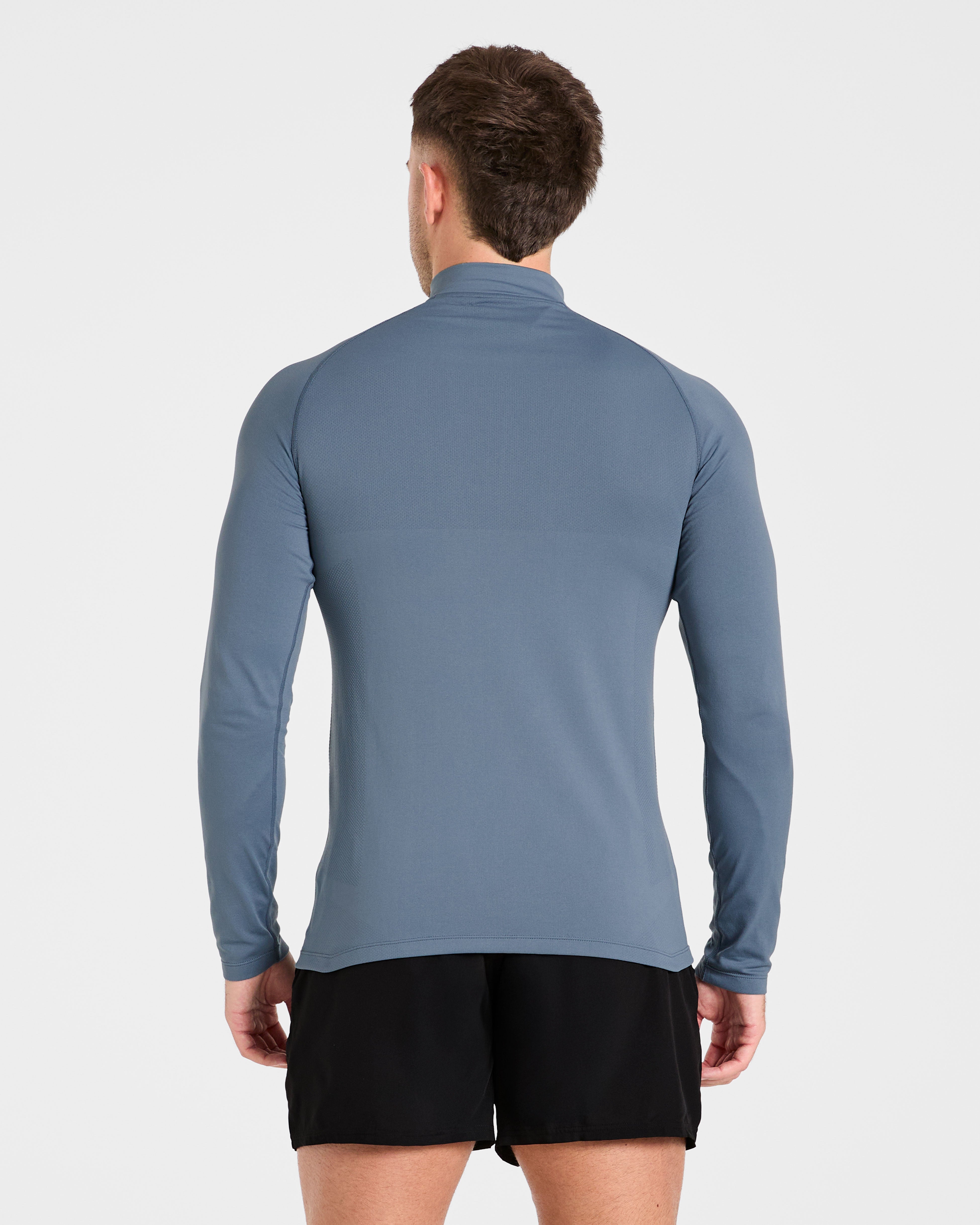 Essential Seamless 1/4 Zip Pullover  - Slate Bleu