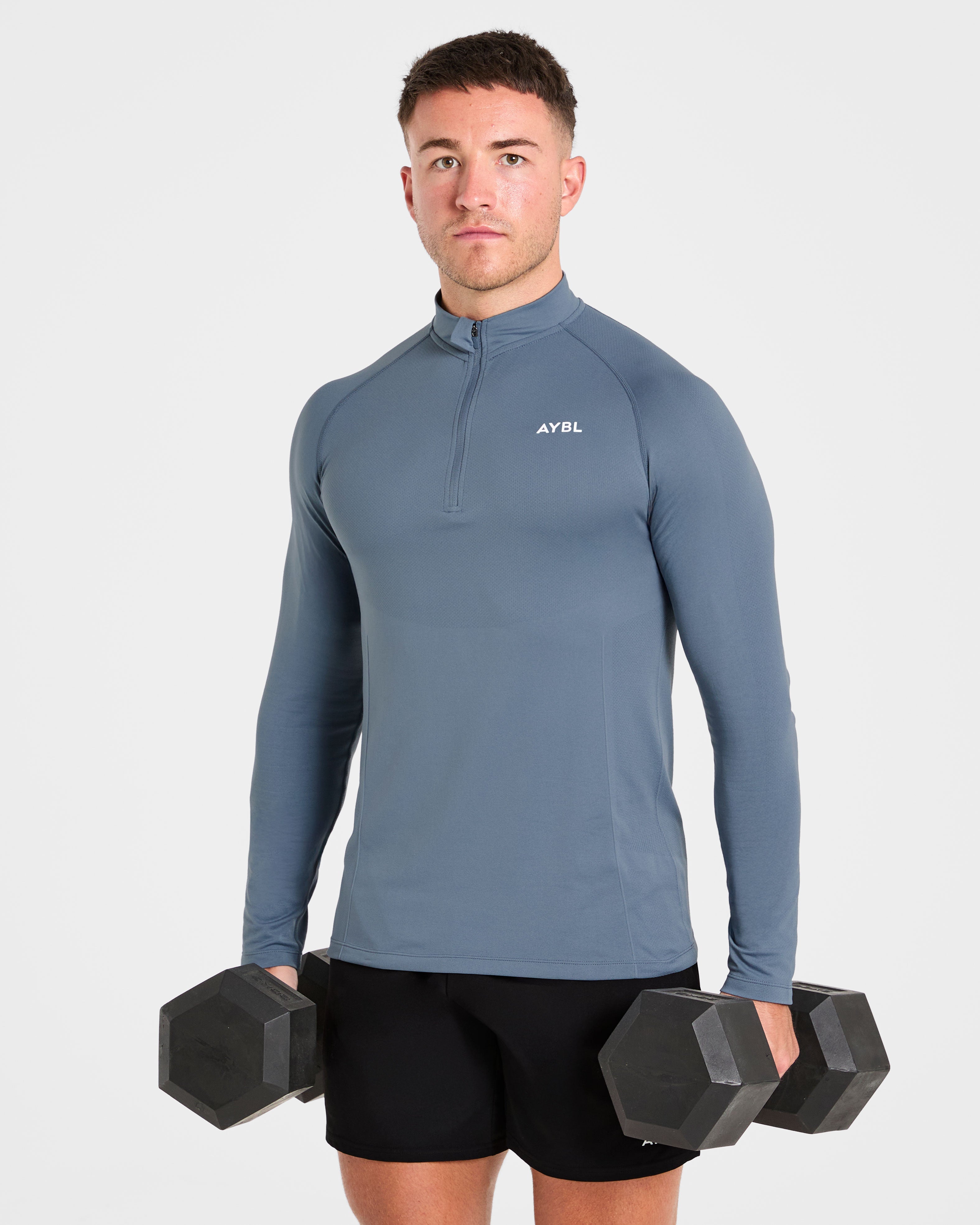 Essential Seamless 1/4 Zip Pullover  - Slate Bleu