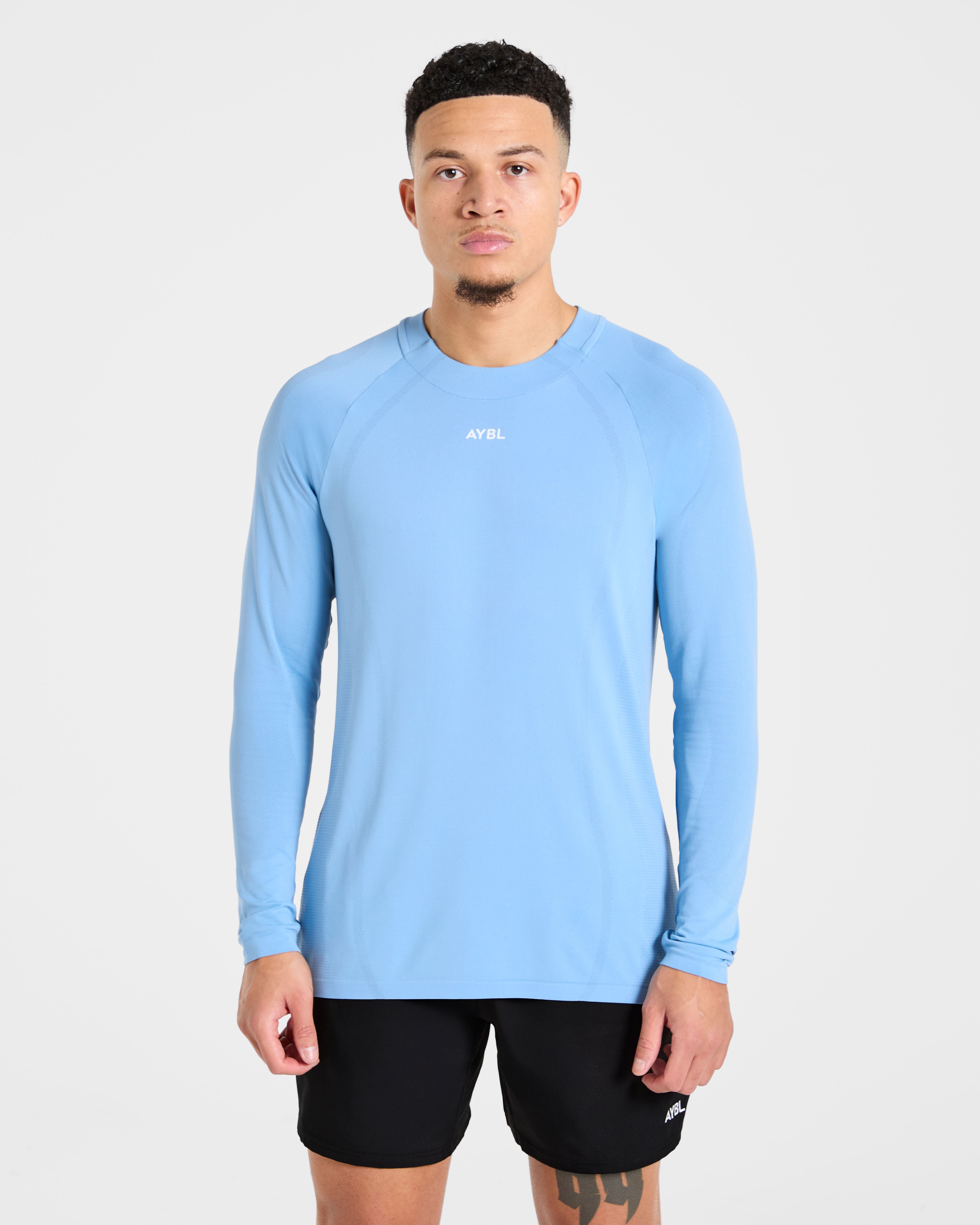 Attain Seamless Long Sleeve T Shirt - Sports Bleu
