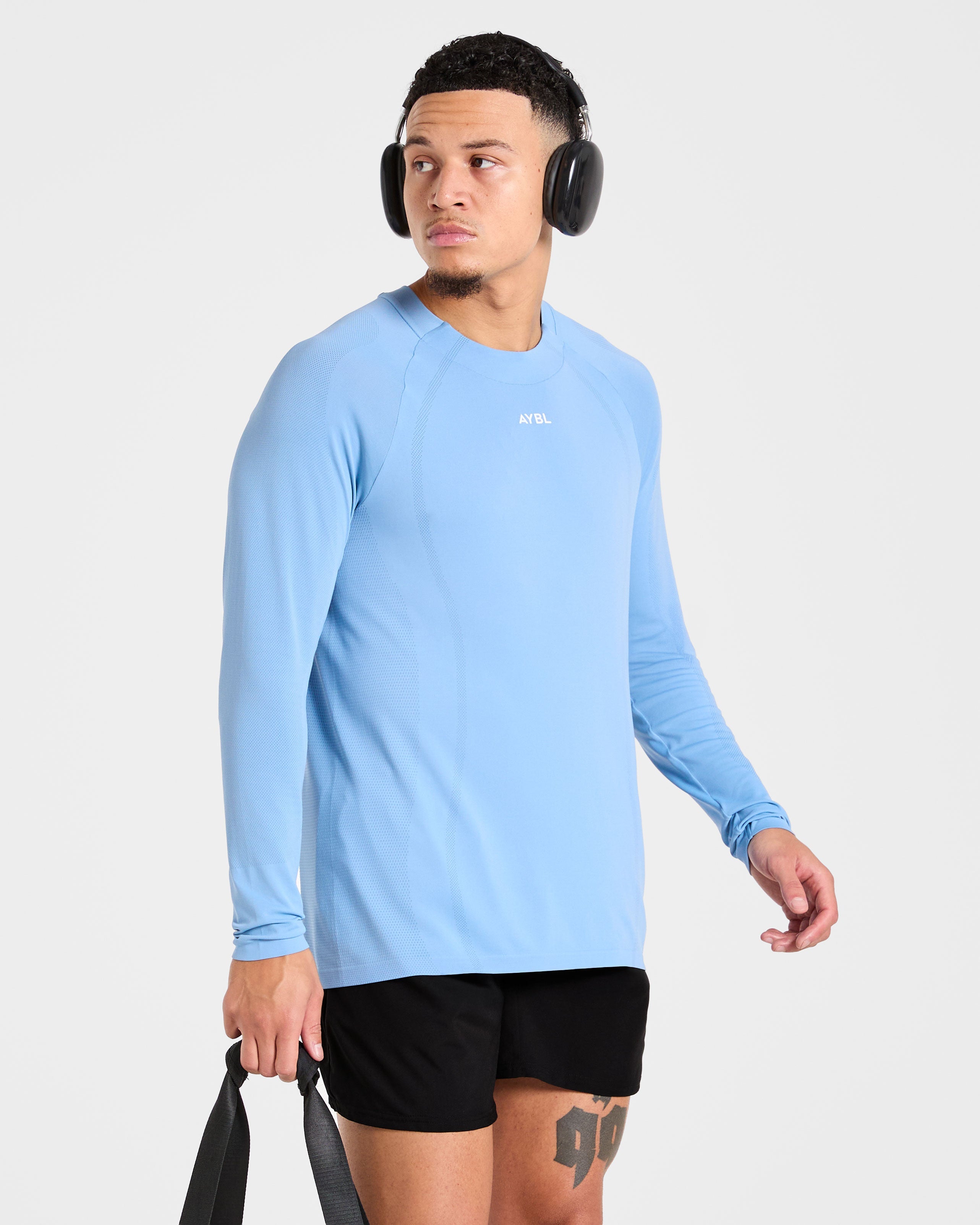 Attain Seamless Long Sleeve T Shirt - Sports Bleu