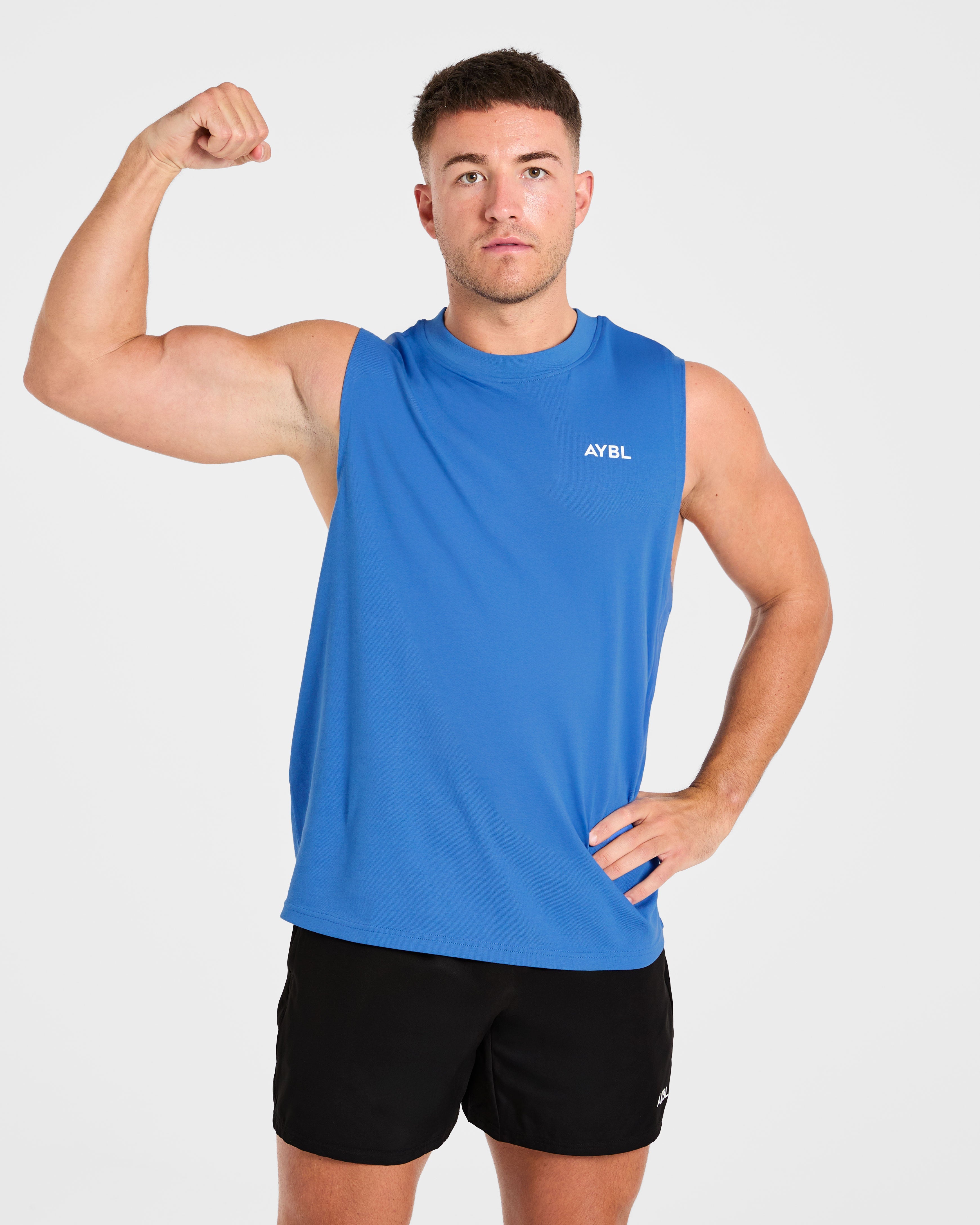 Essential Oversized Graphic Tank - Cobalt