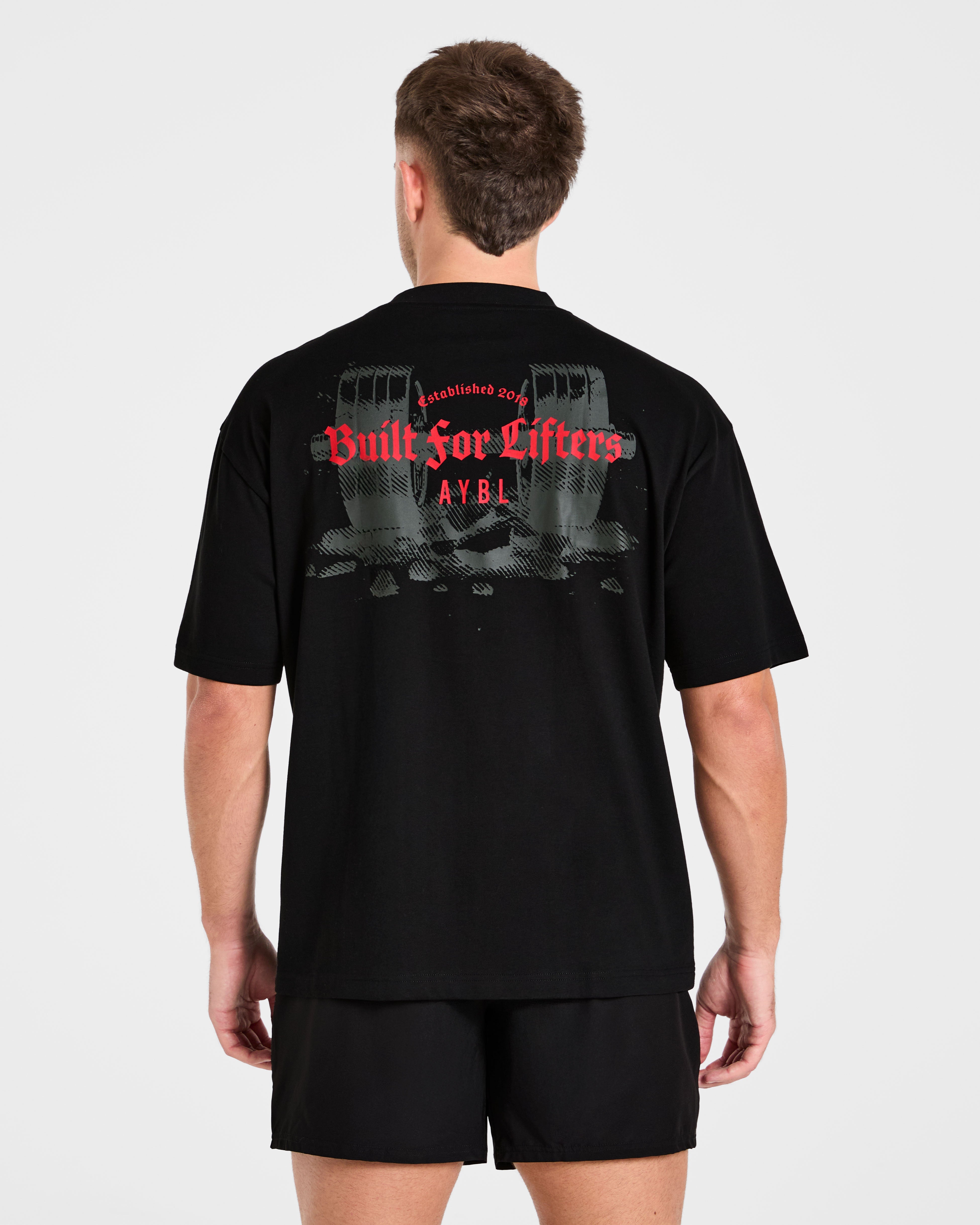 Built for Lifters Oversized T Shirt - Noir/Rouge