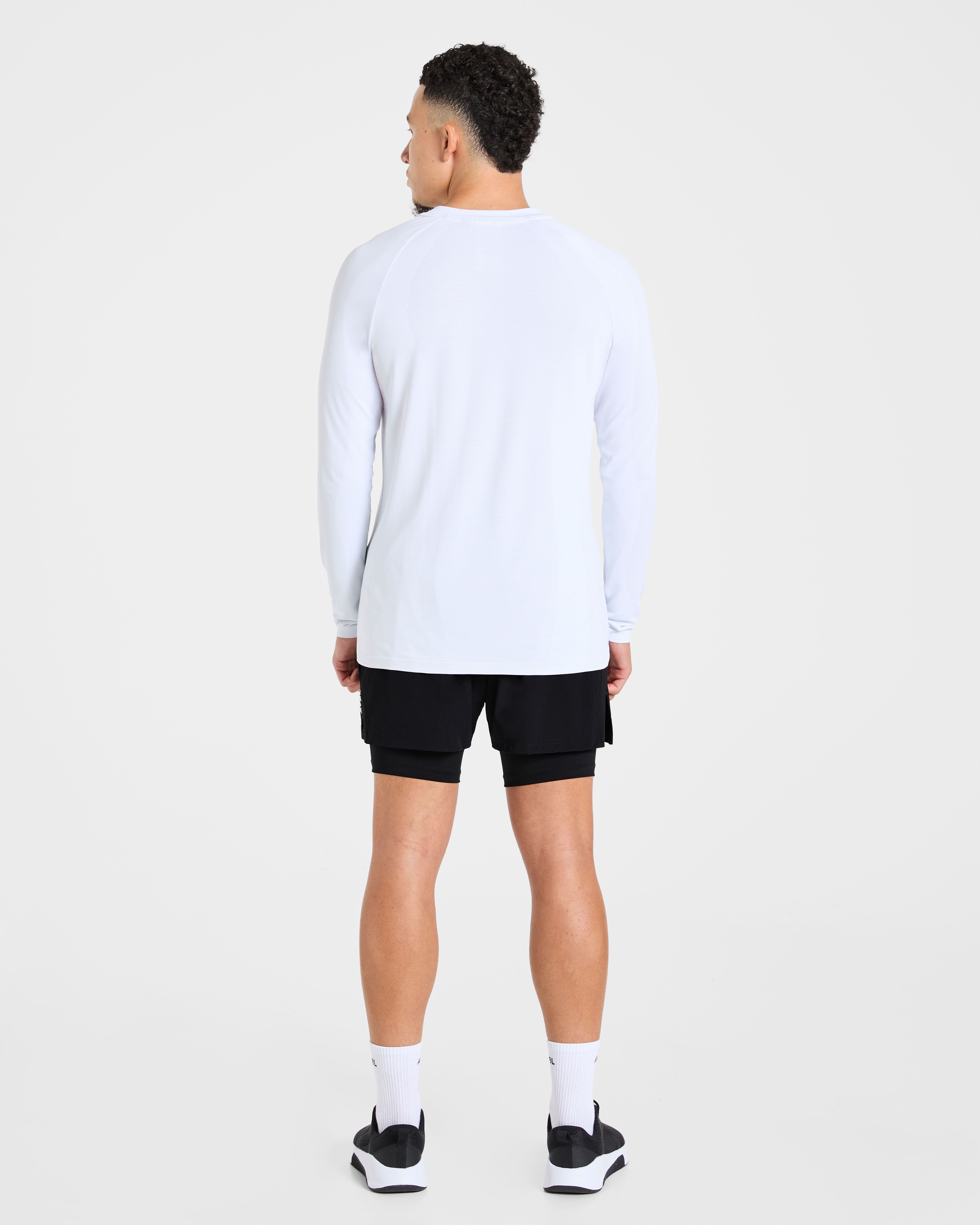 Attain Seamless Long Sleeve T Shirt - Storm Blanc
