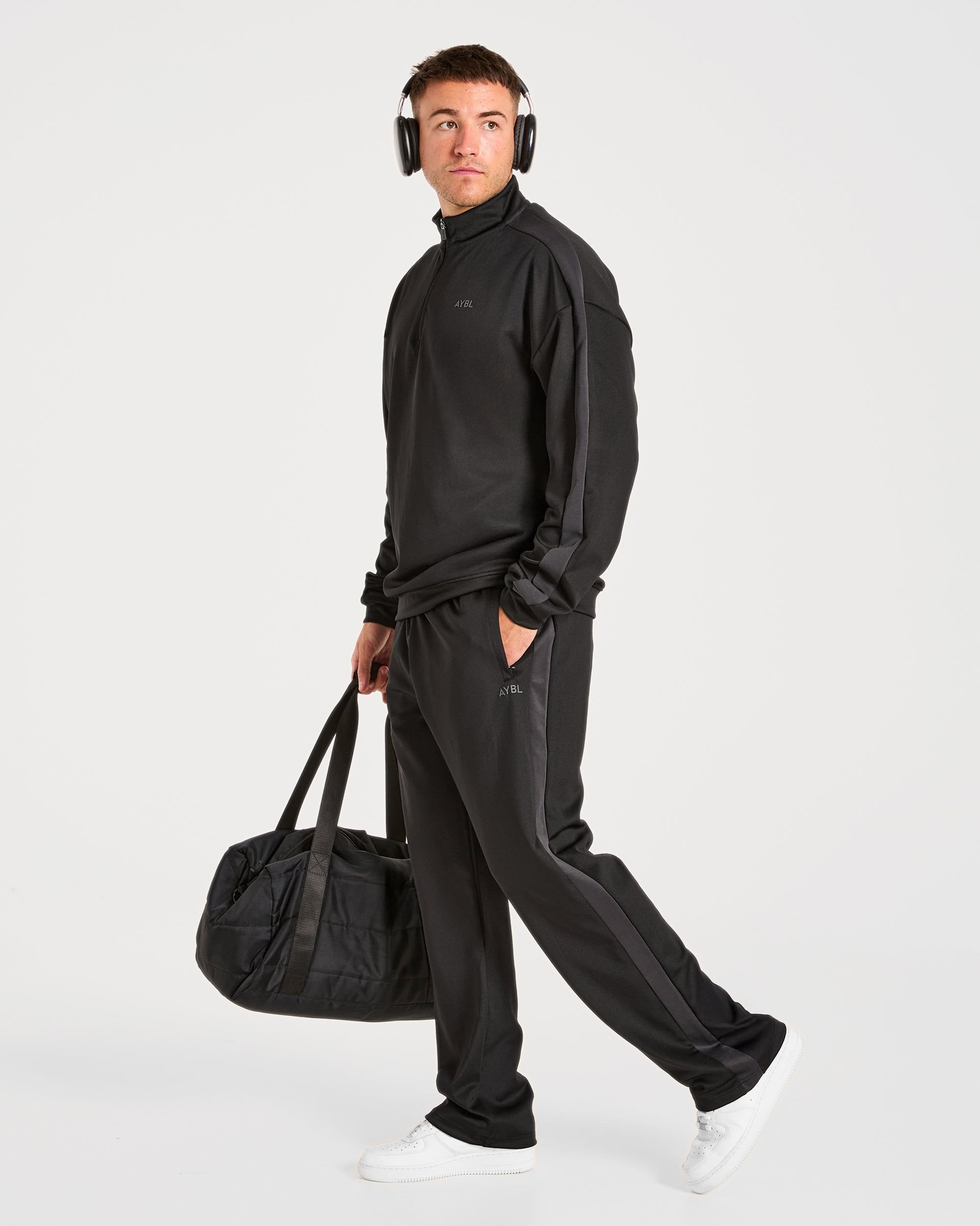 Classic Track Straight Leg Joggers - Noir/Charcoal