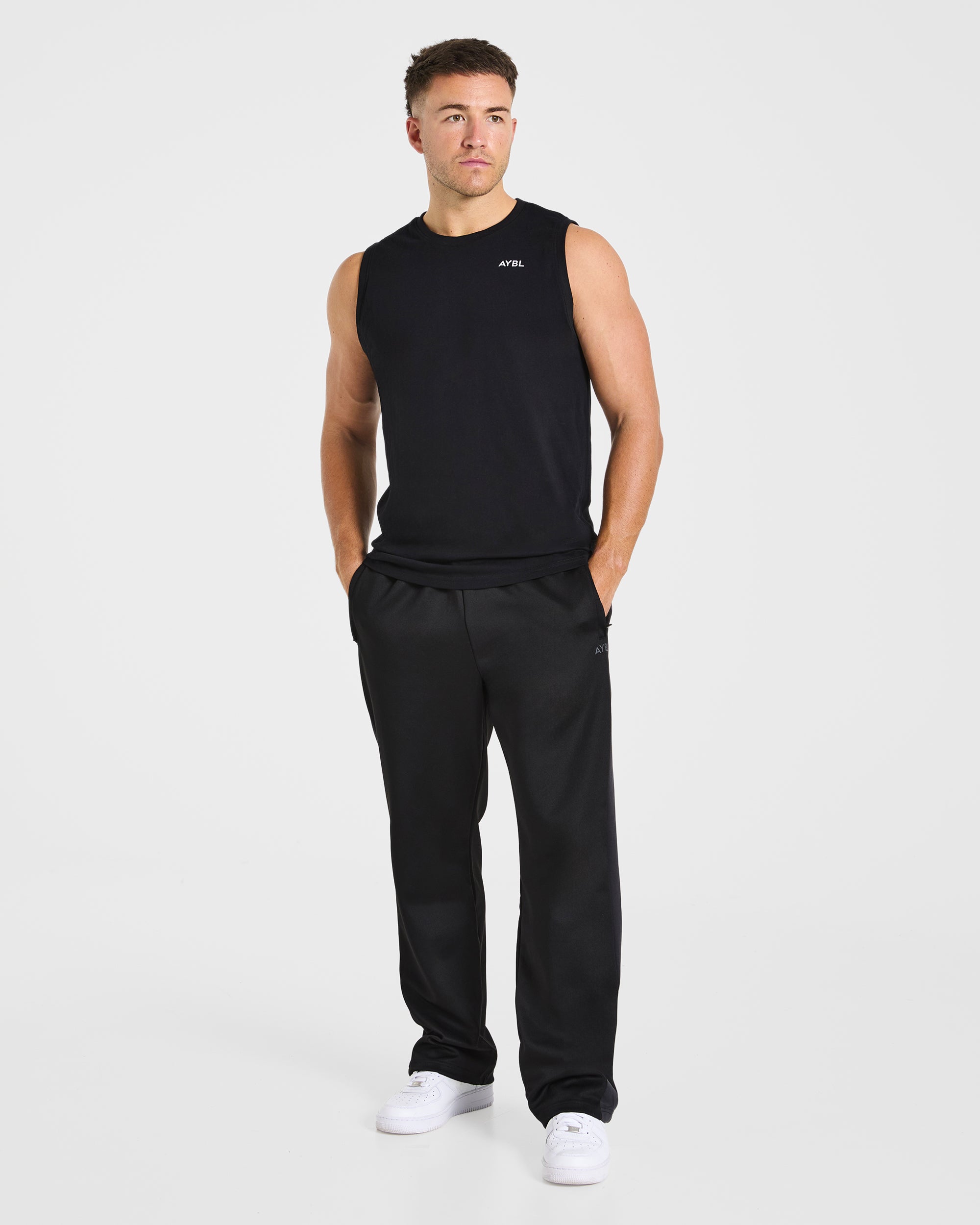 Classic Track Straight Leg Joggers - Noir/Charcoal