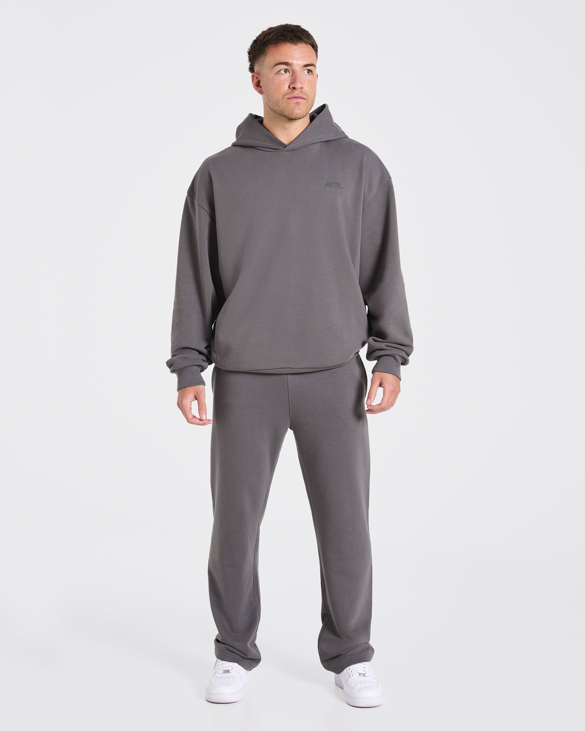 Essential Oversized Graphic Hoodie - Charcoal