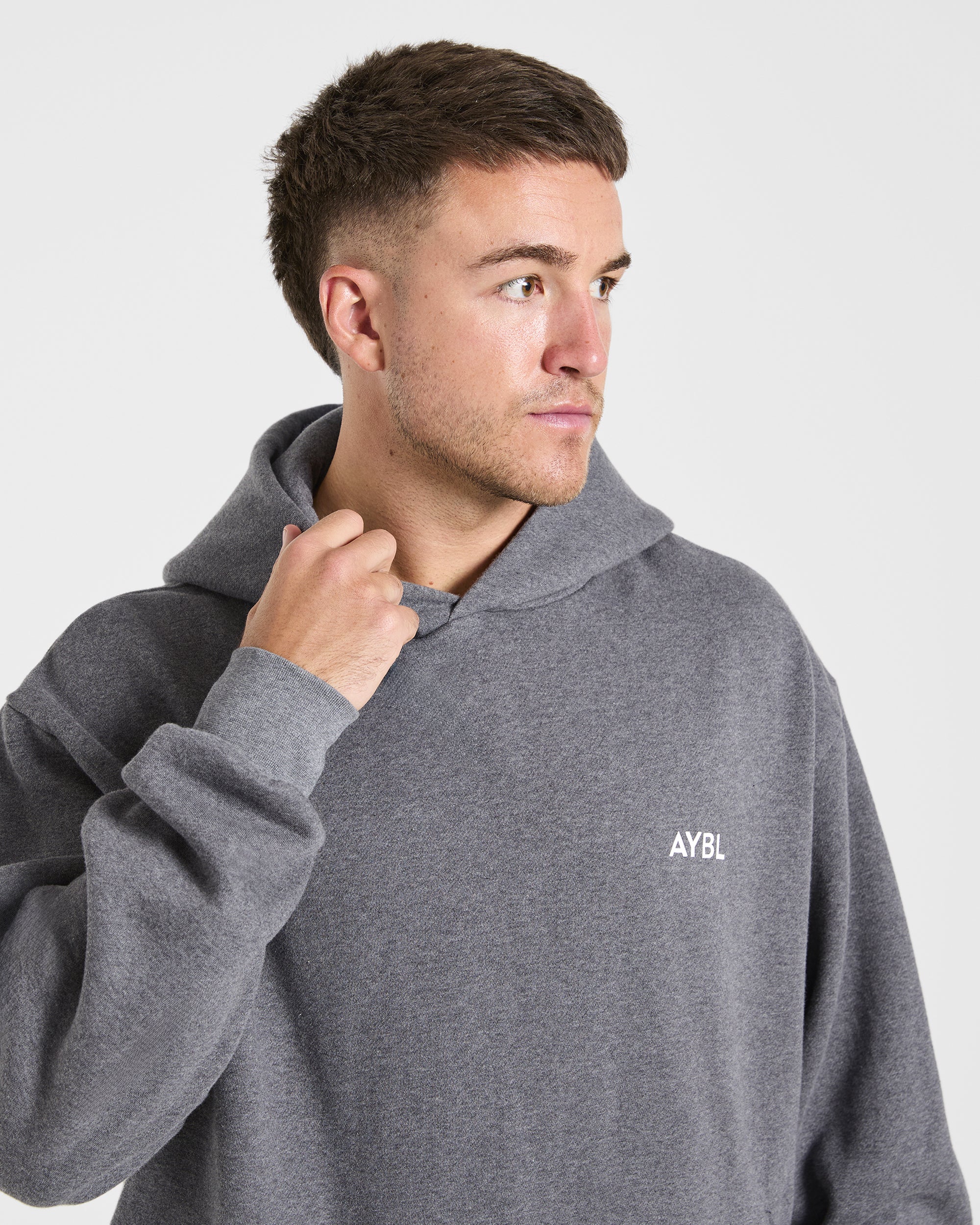 Essential Oversized Hoodie - Charcoal Marl