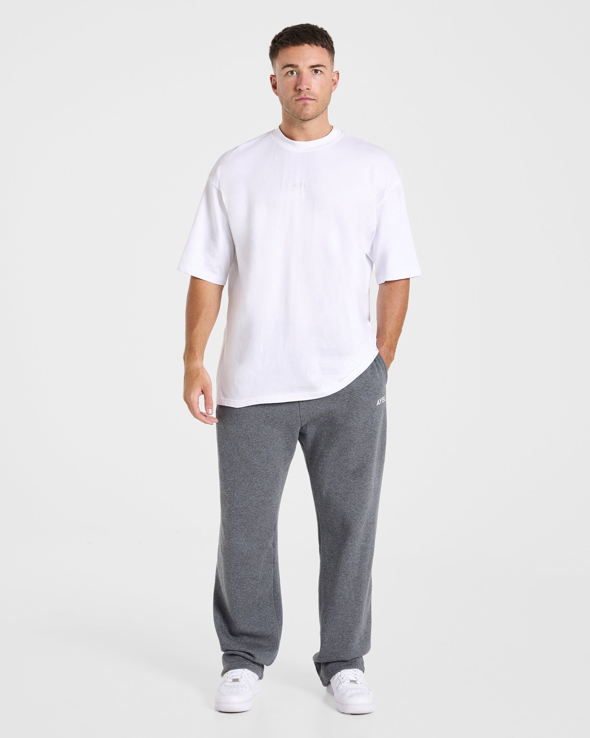 Essential Oversized Straight Leg Joggers - Charcoal Marl