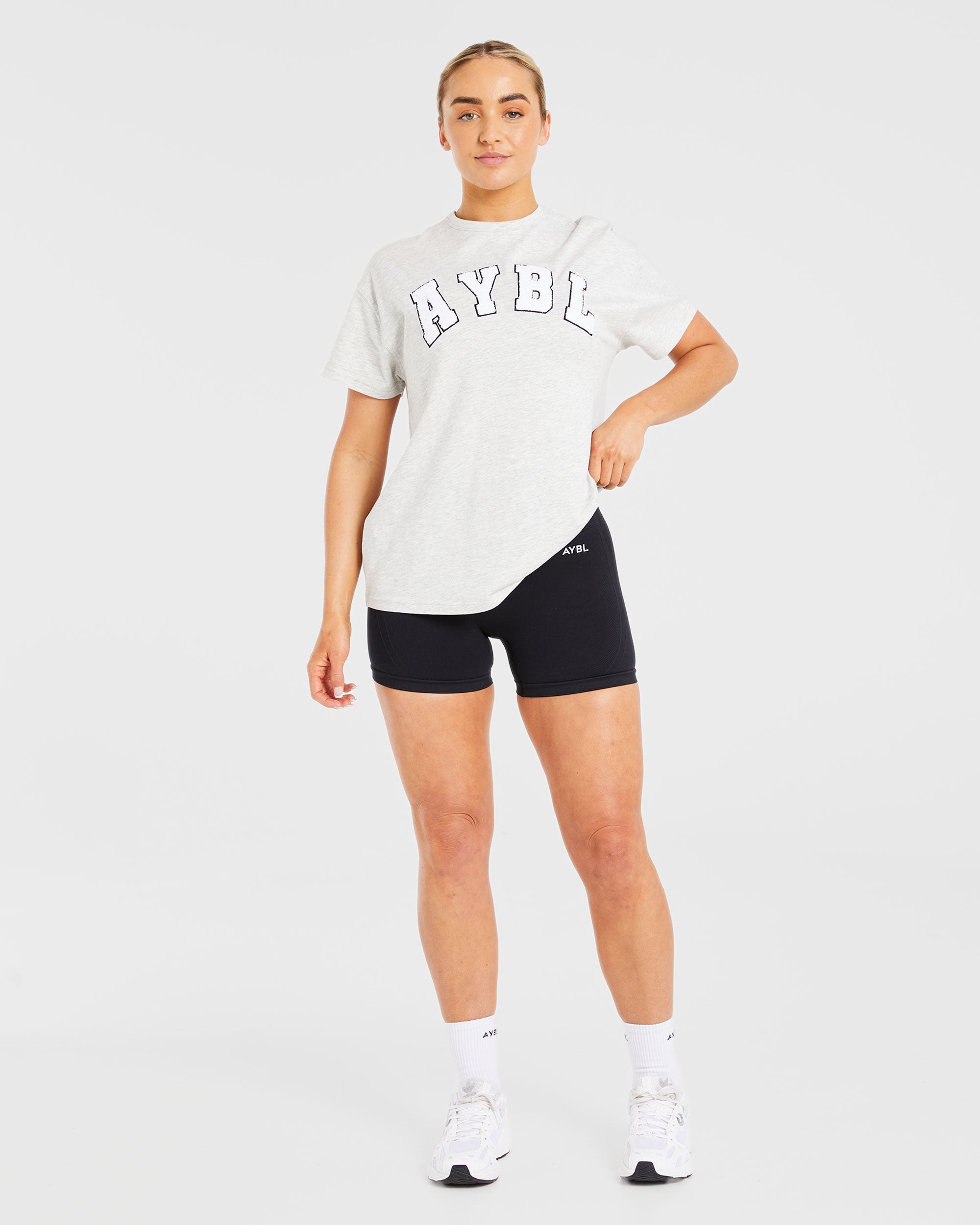 Varsity Fluffy Oversized T Shirt - Heather Gris