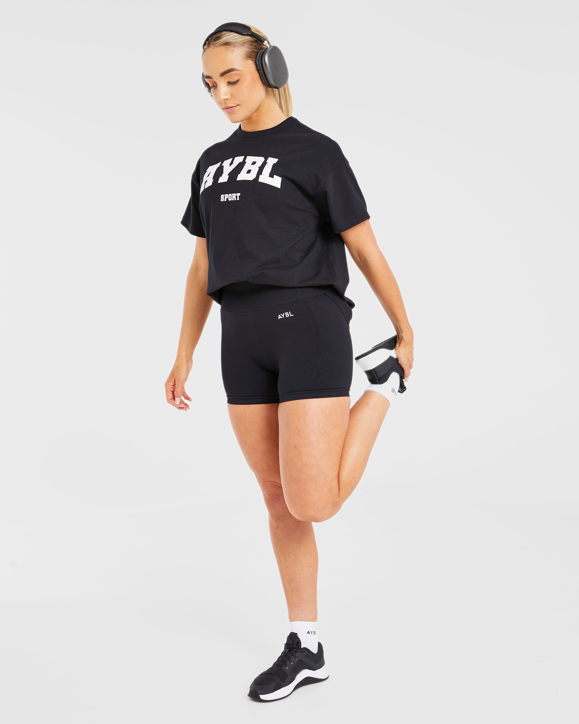 Classic Varsity Oversized T Shirt - Noir