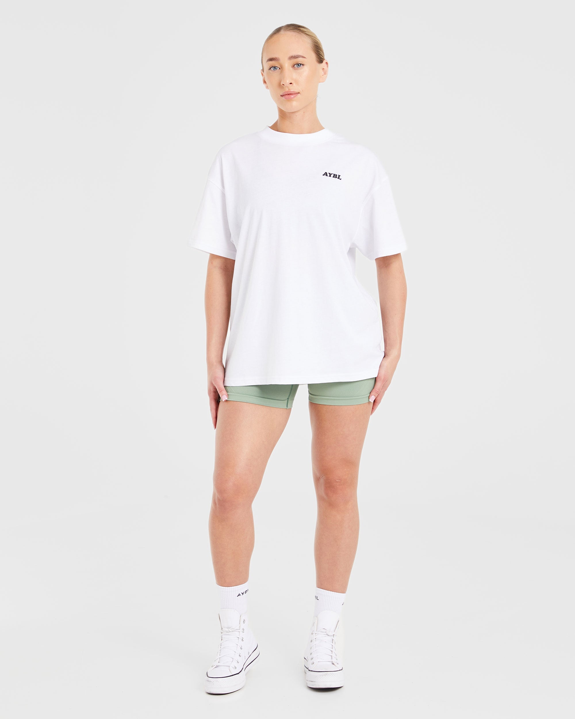 Sports Club Wavy Oversized T Shirt - Blanc