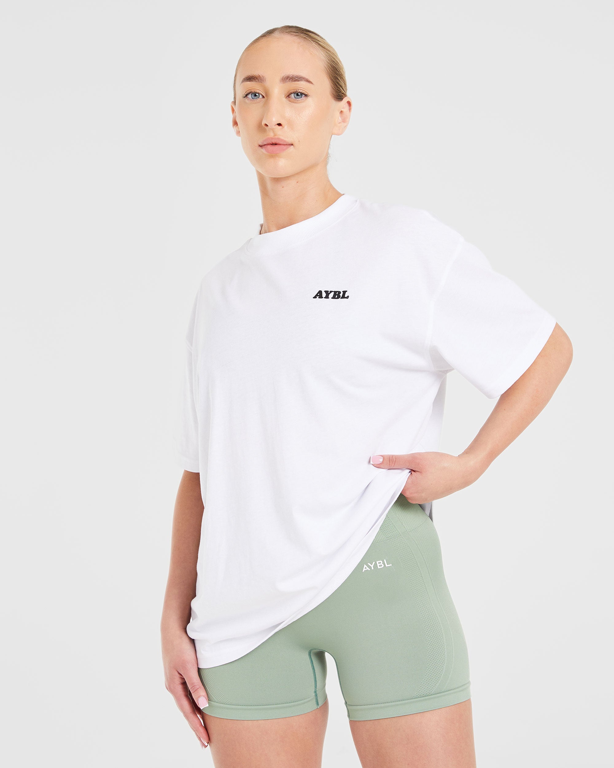 Sports Club Wavy Oversized T Shirt - Blanc