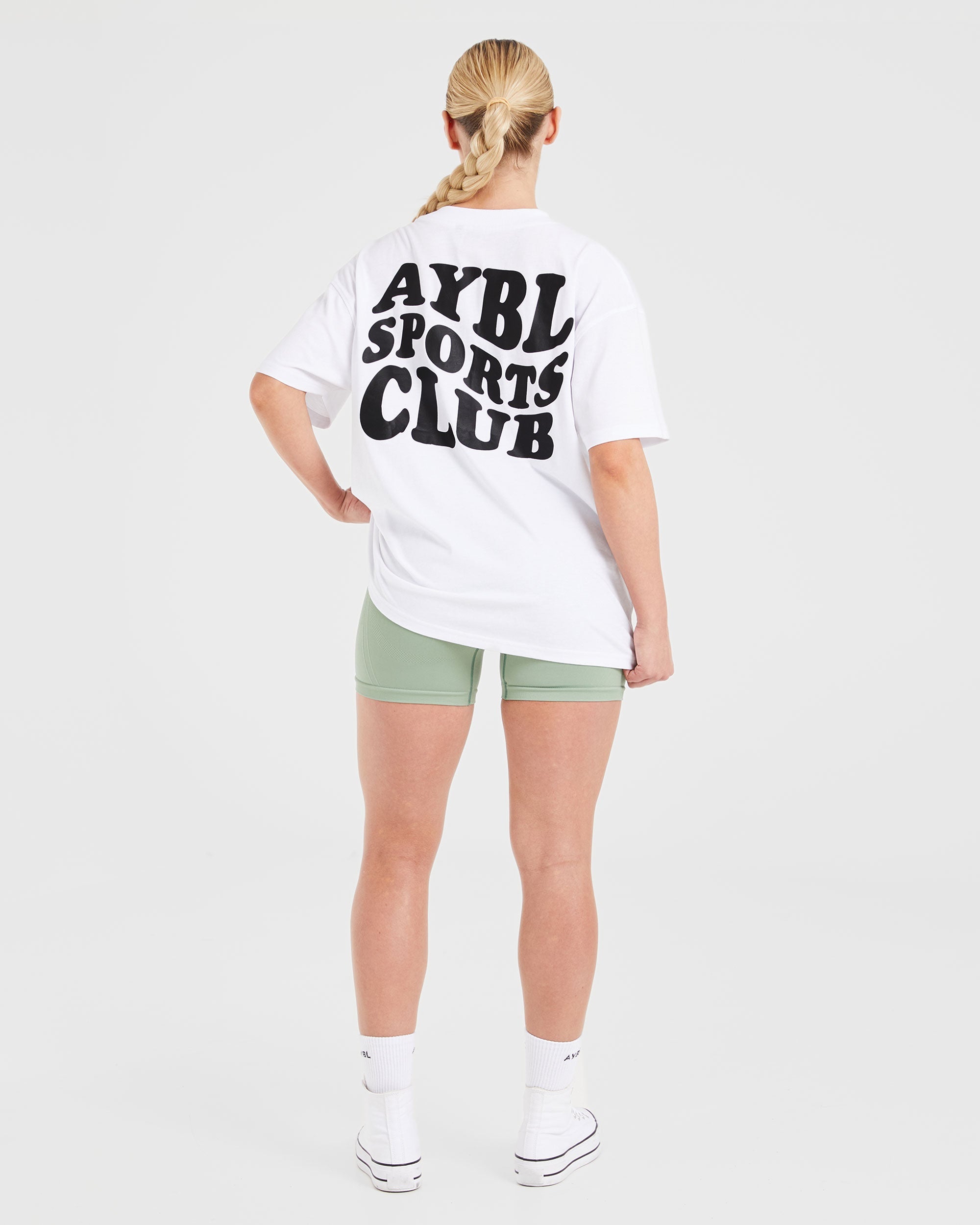 Sports Club Wavy Oversized T Shirt - Blanc