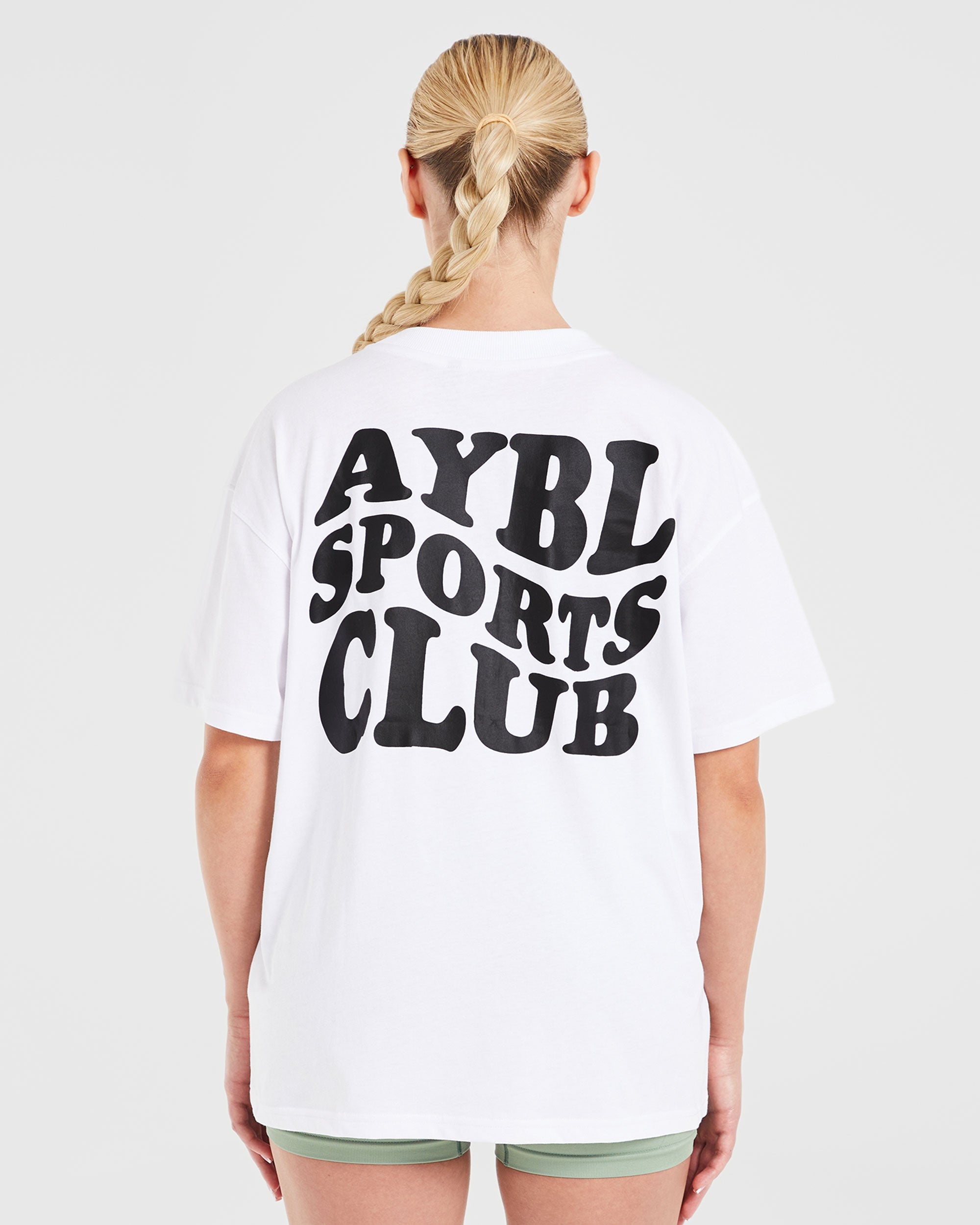 Sports Club Wavy Oversized T Shirt - Blanc