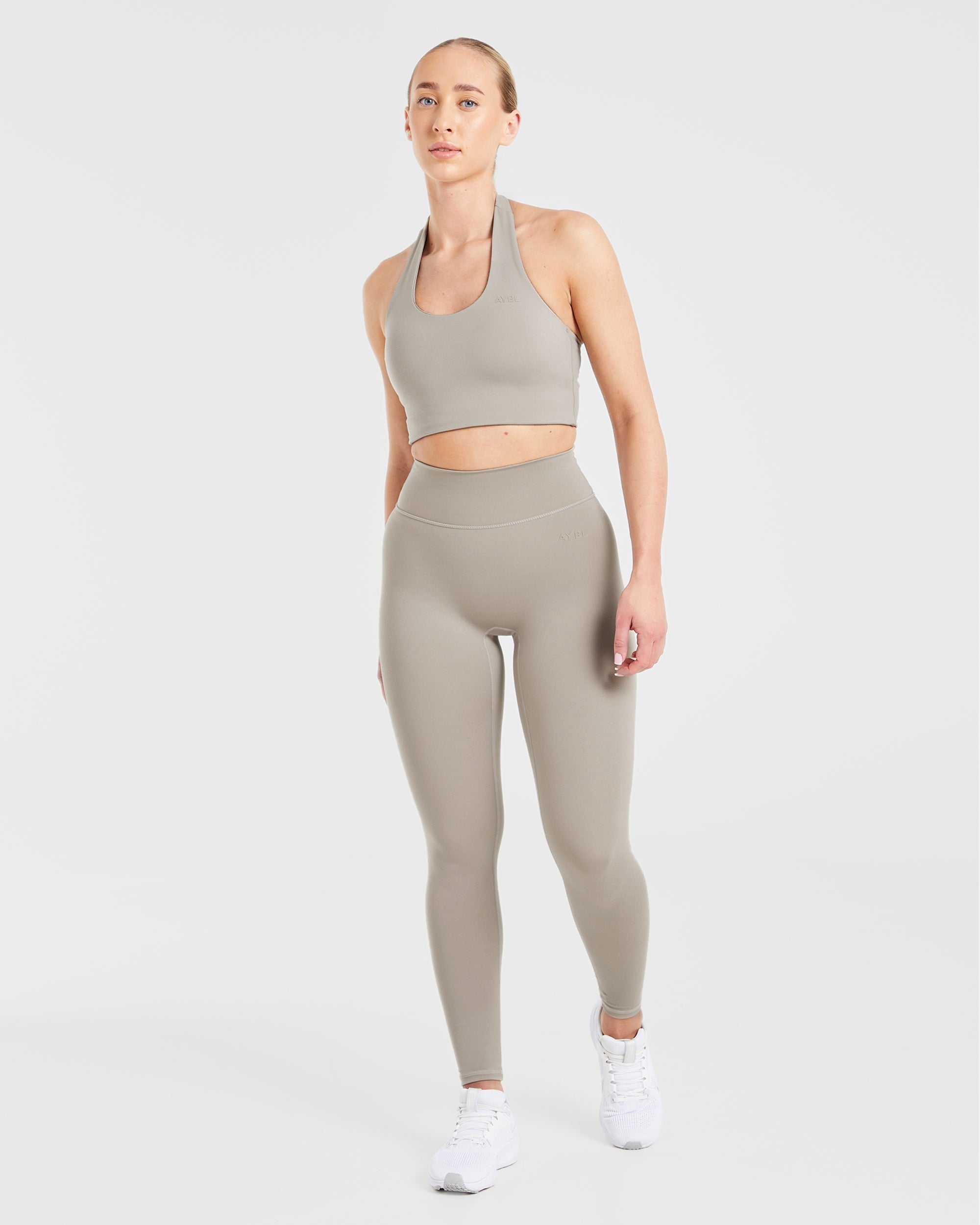 Staple Halterneck Crop Top - Muted Taupe