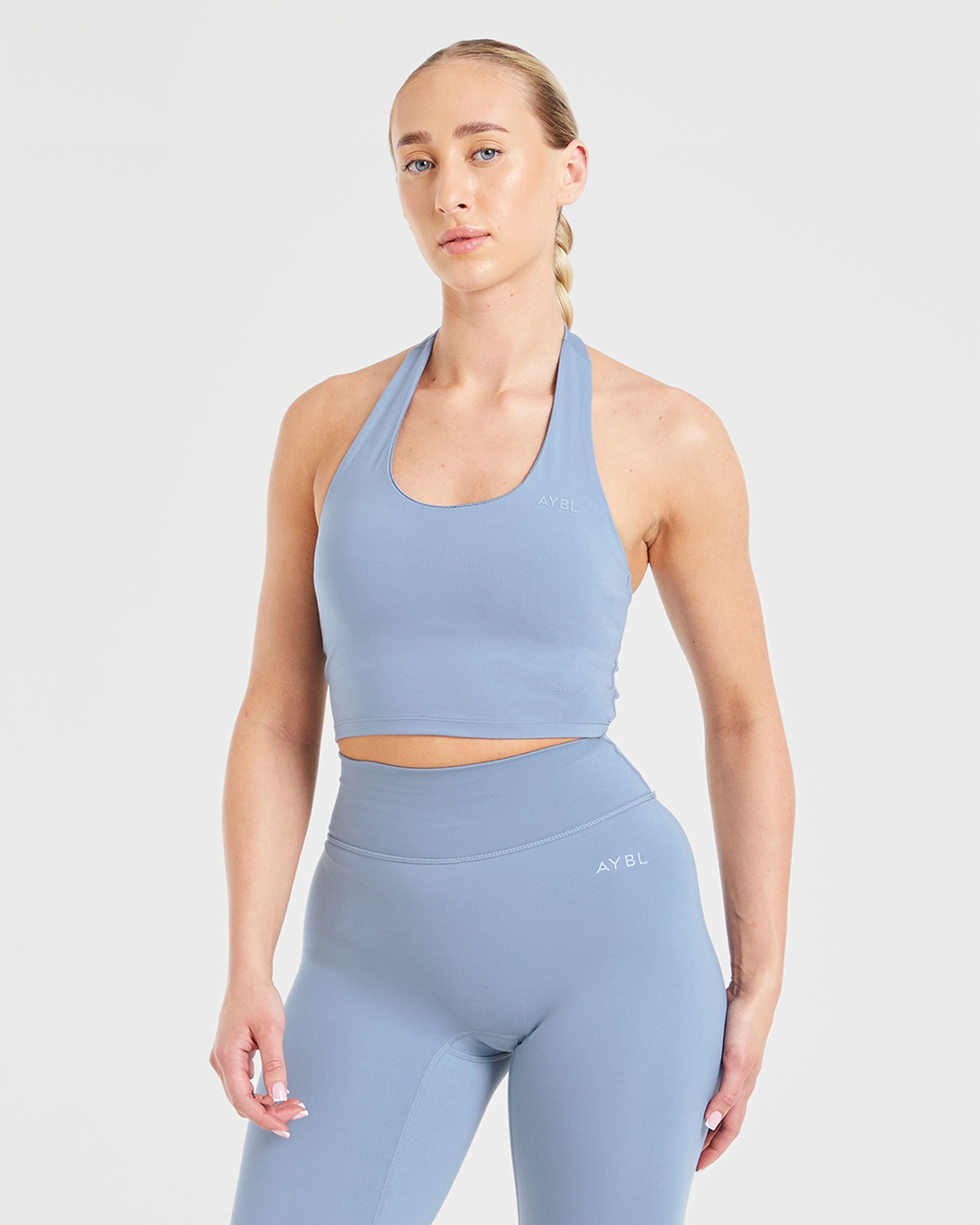 Staple Halterneck Crop Top - Slate Bleu